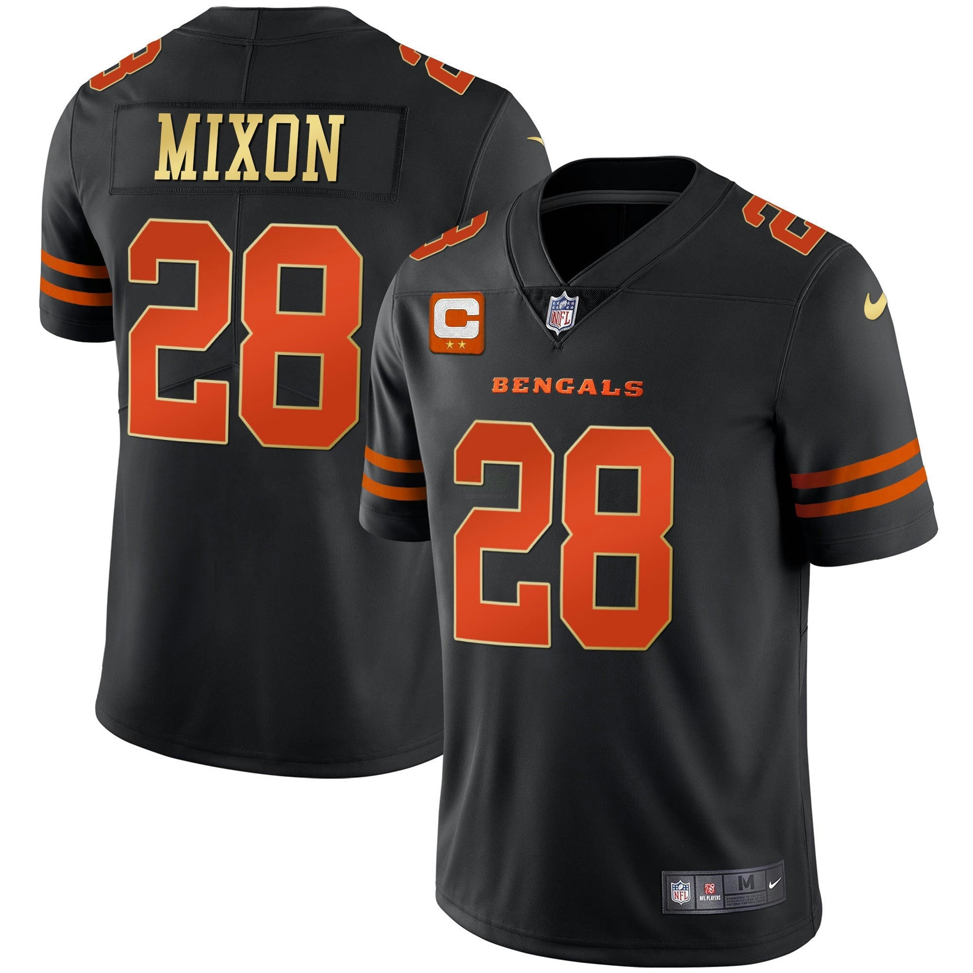 Camisa NFL Men’s Preta Dourada & Branca Dourada Vapor Jersey