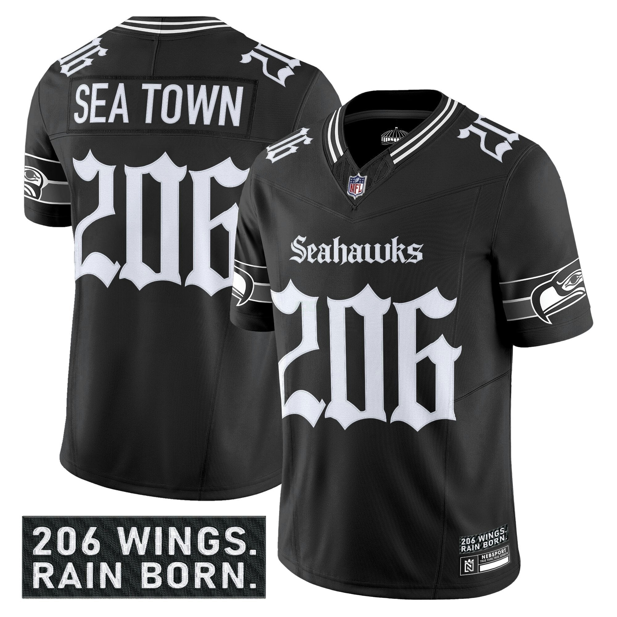 Camisa NFL Men’s Seattle ‘Gothic Rain City Shadows Edition’ Vapor Limited Jersey
