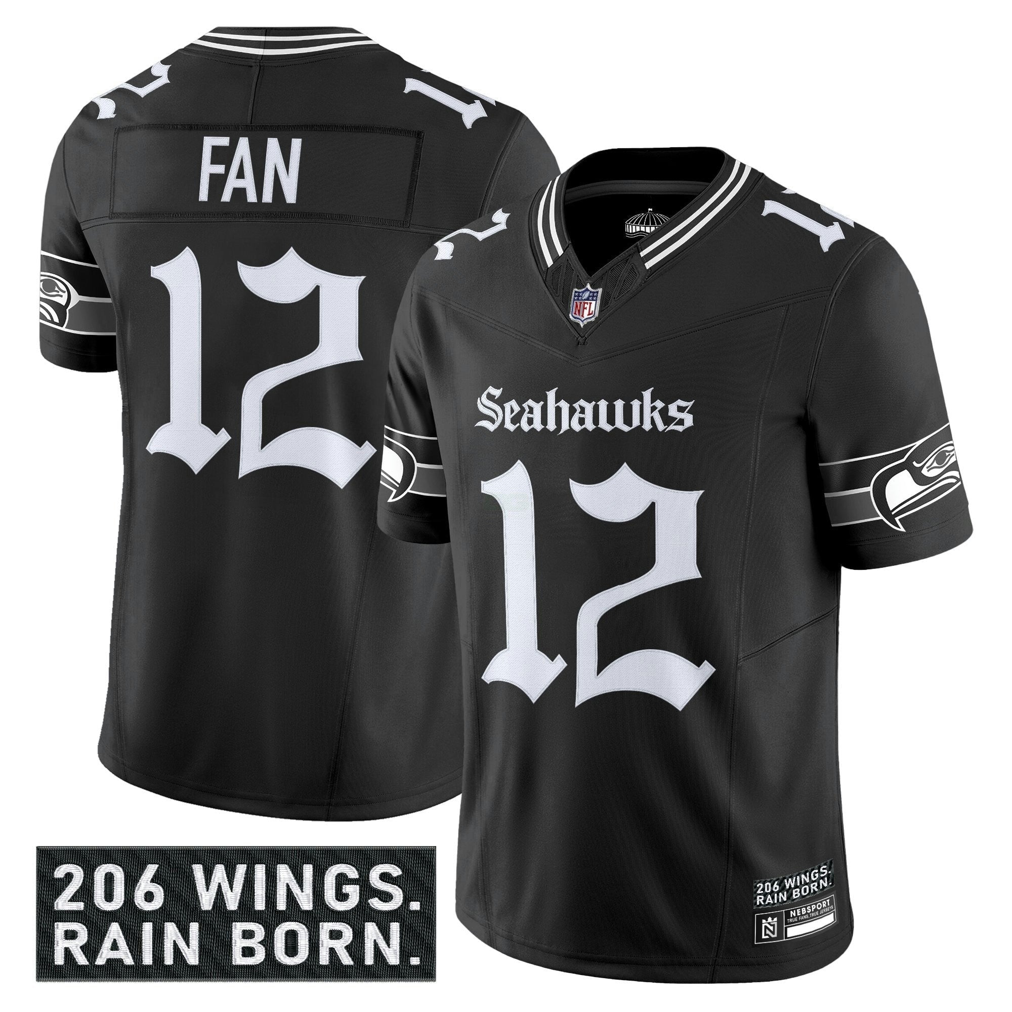 Camisa NFL Men’s Seattle ‘Gothic Rain City Shadows Edition’ Vapor Limited Jersey