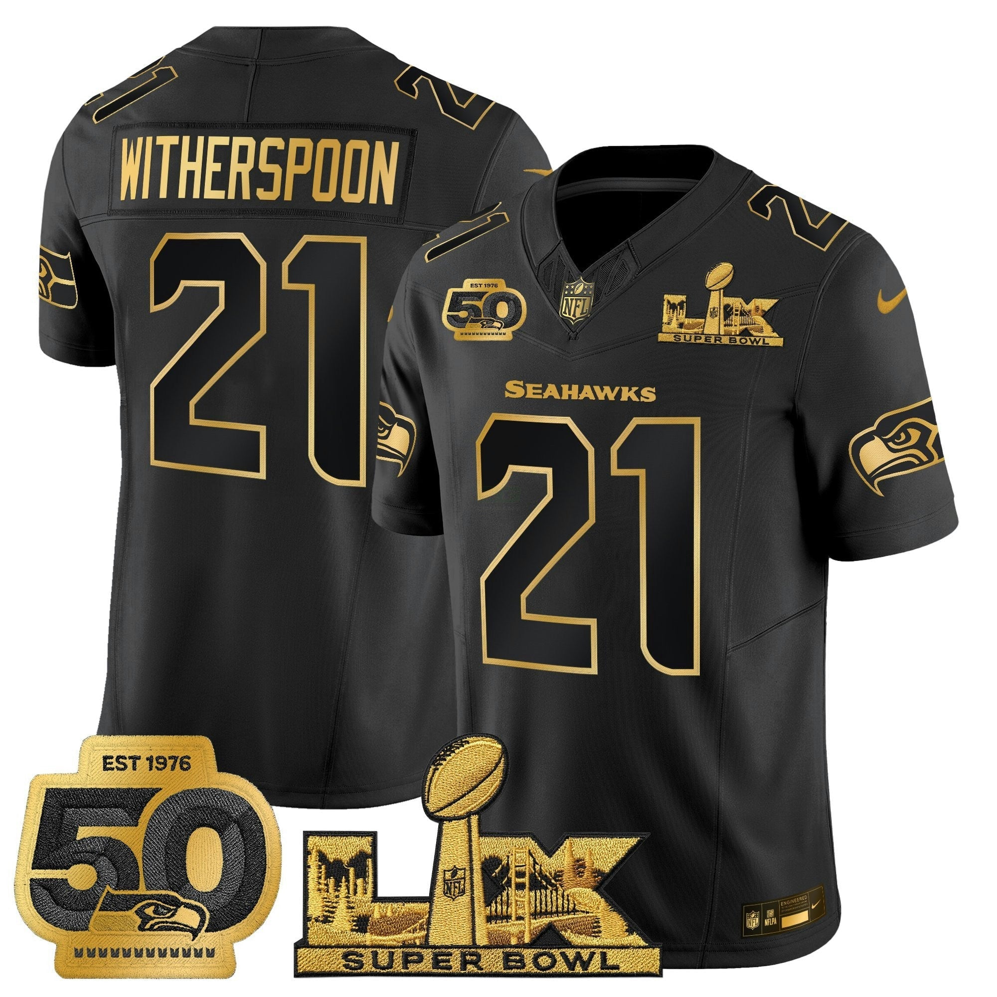 Camisa NFL Men’s Seattle “Super Bowl LX & 50th Patch” Dourada Vapor Limited Jersey