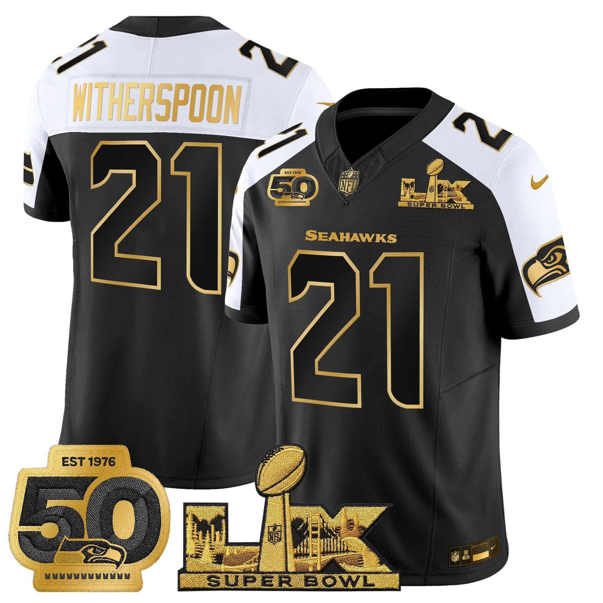 Camisa NFL Men’s Seattle “Super Bowl LX & 50th Patch” Dourada Vapor Limited Jersey