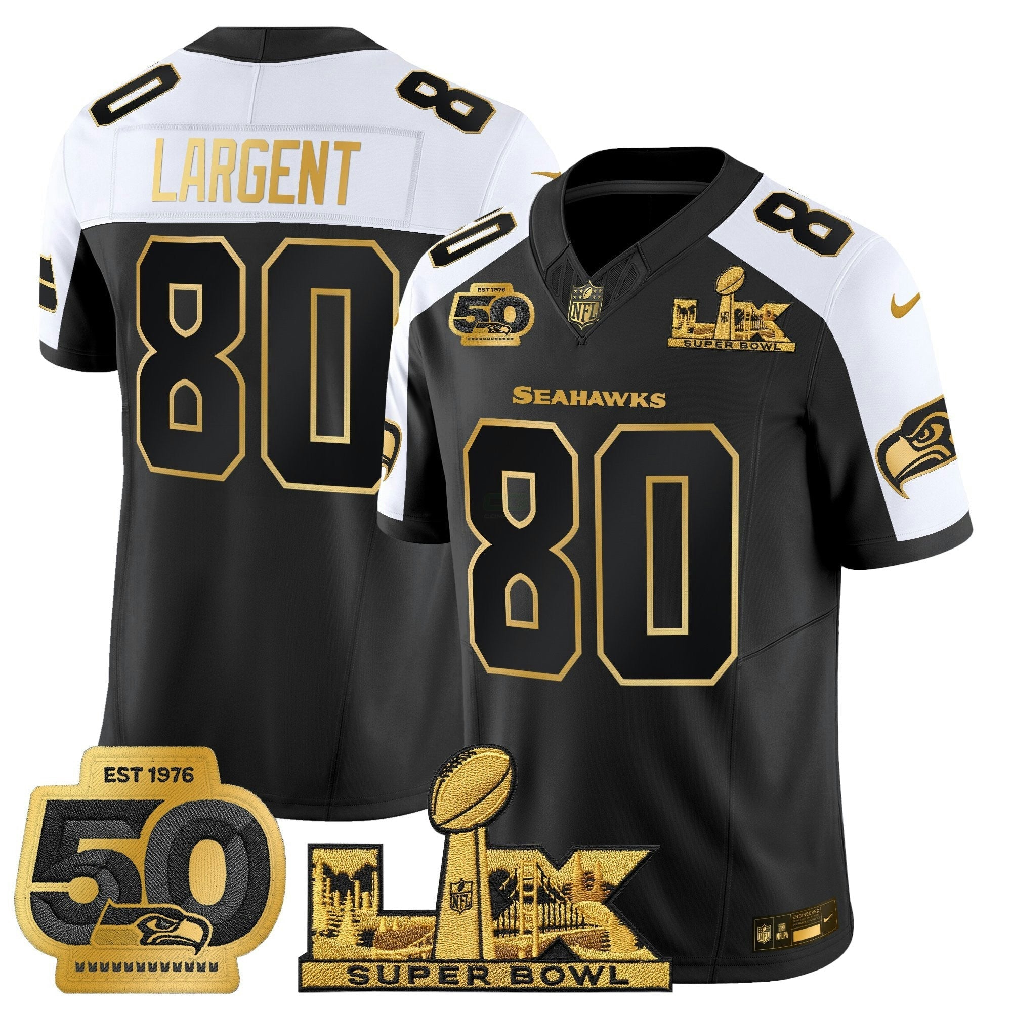 Camisa NFL Men’s Seattle “Super Bowl LX & 50th Patch” Dourada Vapor Limited Jersey