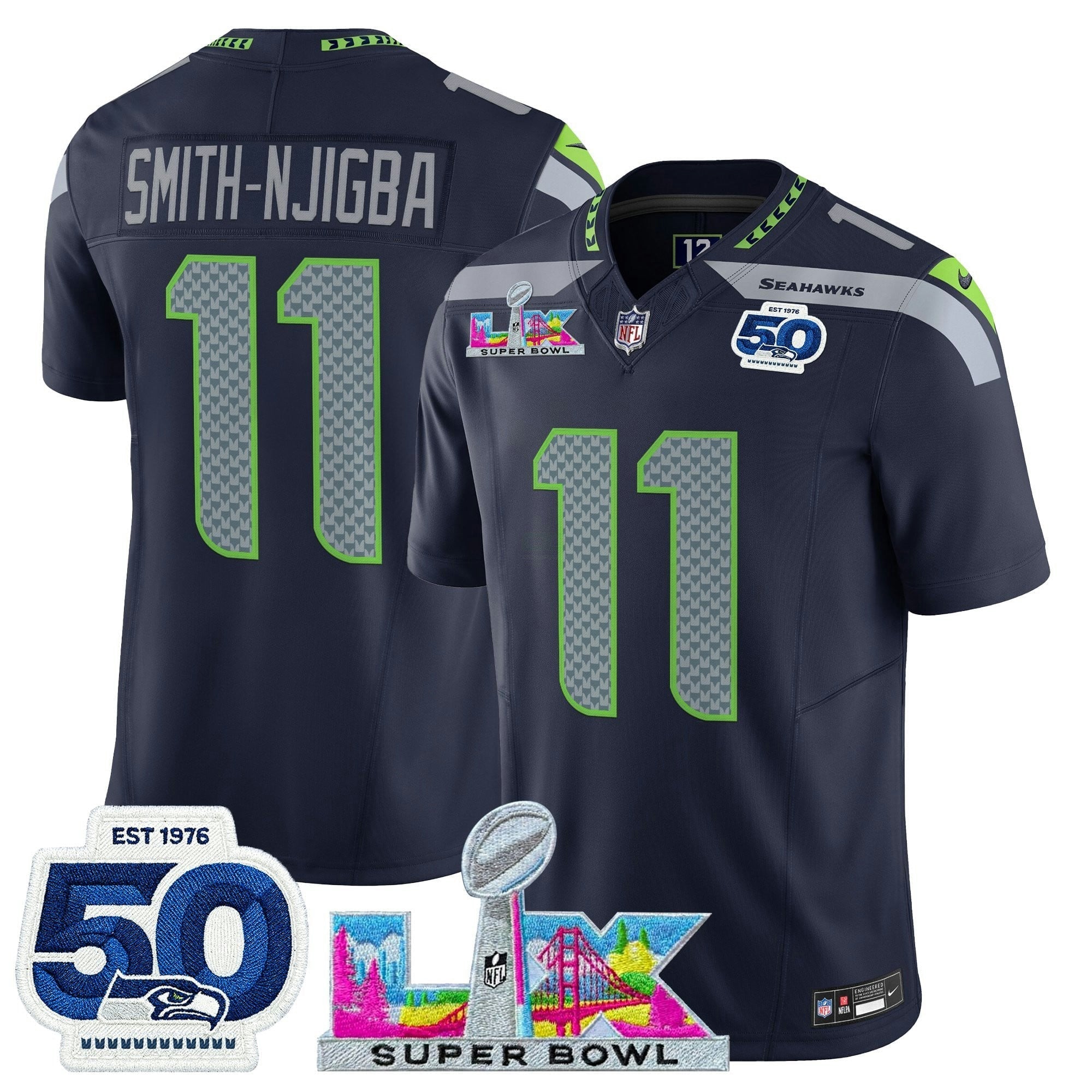 Camisa NFL Men’s Seattle “Super Bowl LX & 50th Patch” Vapor Limited Jersey