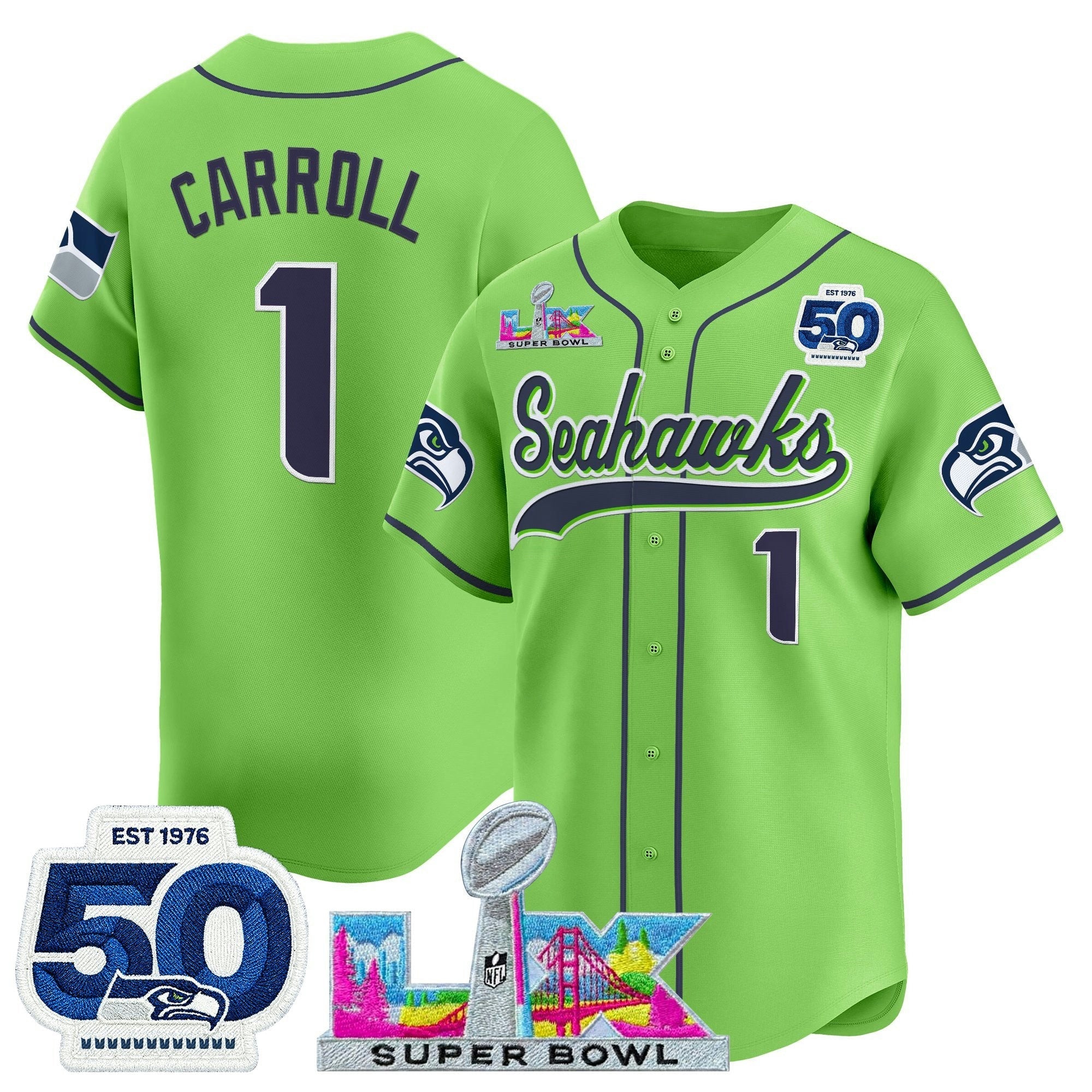 Camisa NFL Men’s Seattle “Super Bowl LX & United States 250th Anniversary Patch” Vapor Jersey