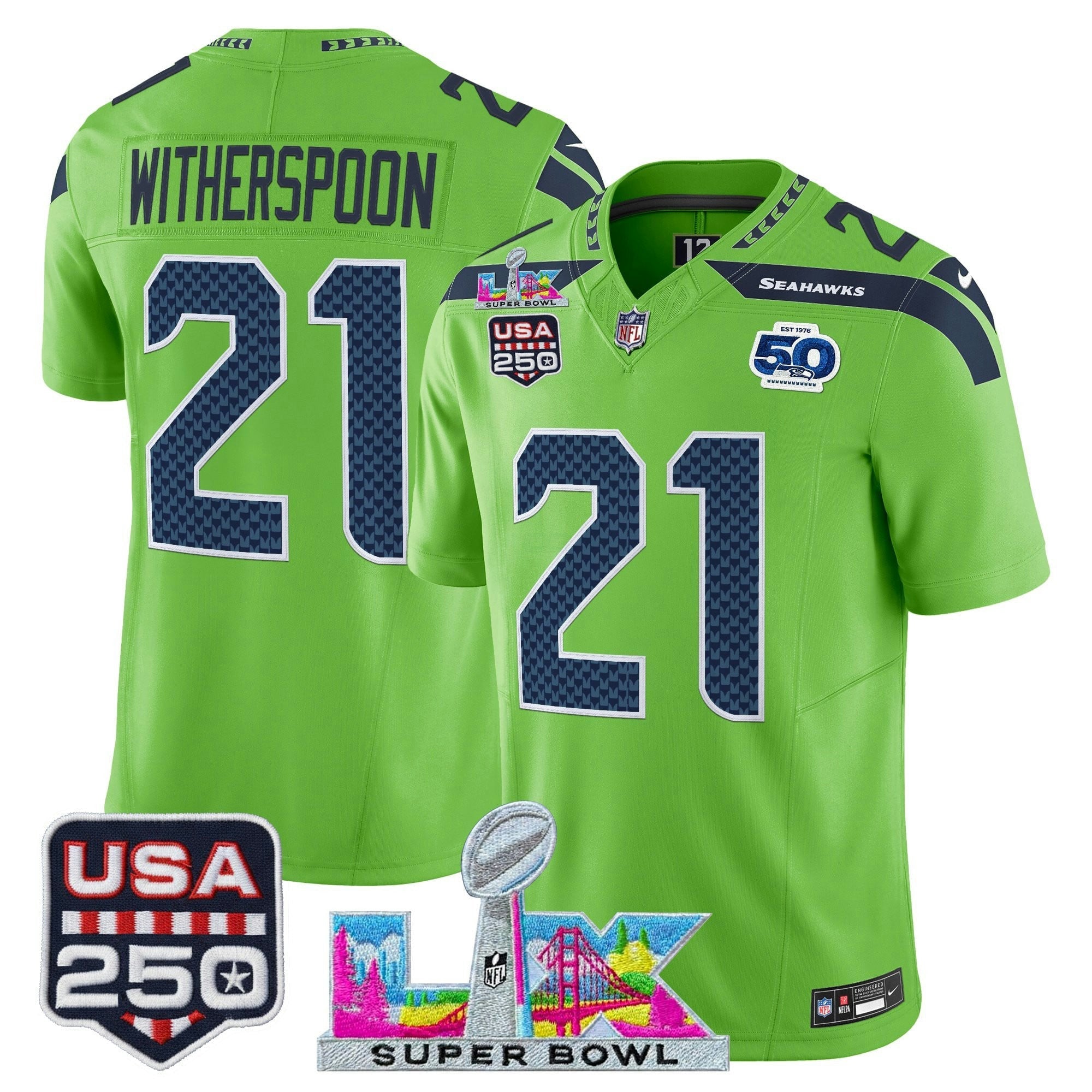 Camisa NFL Men’s Seattle “Super Bowl LX & United States 250th Anniversary Patch” Vapor Limited Jersey