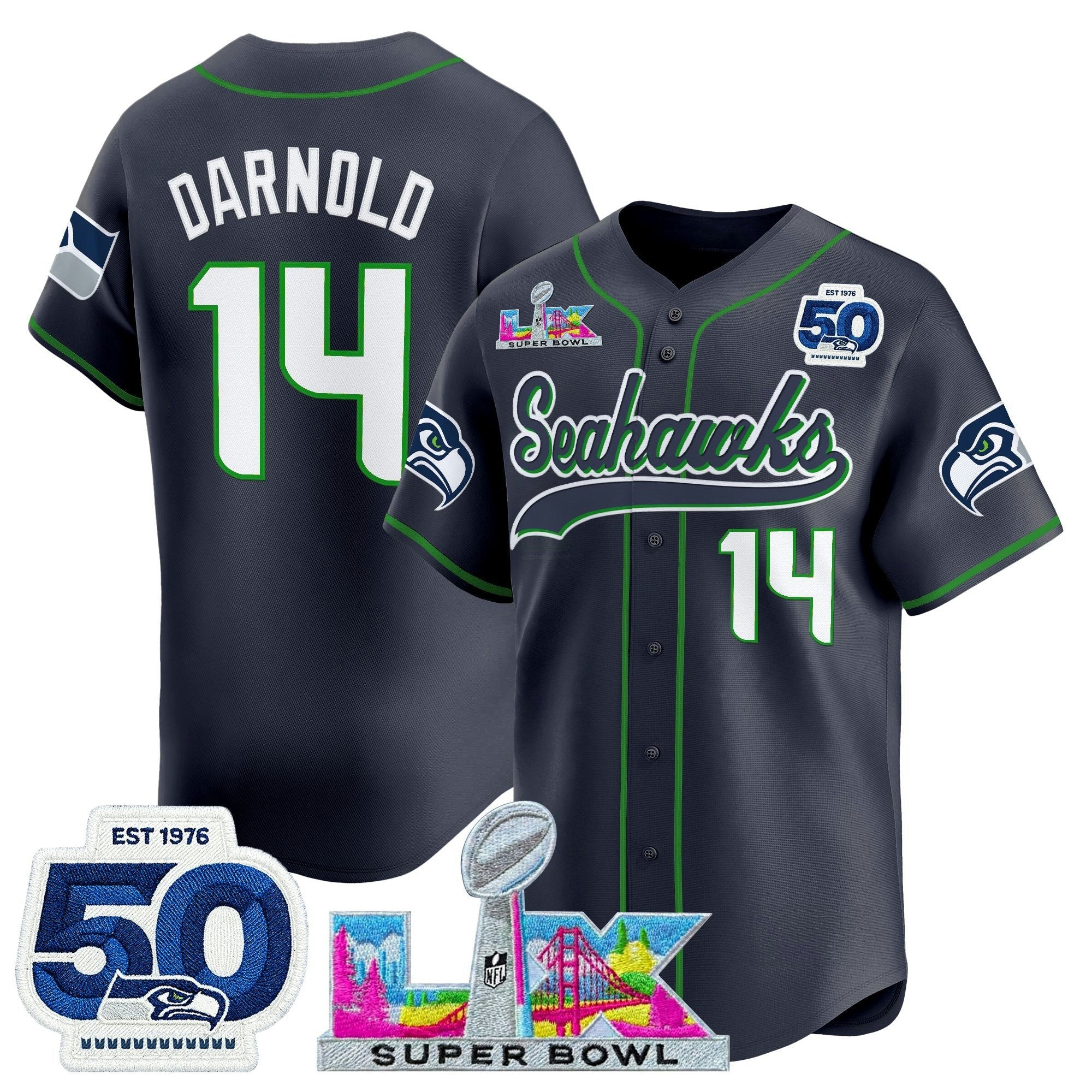 Camisa NFL Men’s Seattle “Super Bowl LX & United States 250th Anniversary Patch” Vapor Jersey