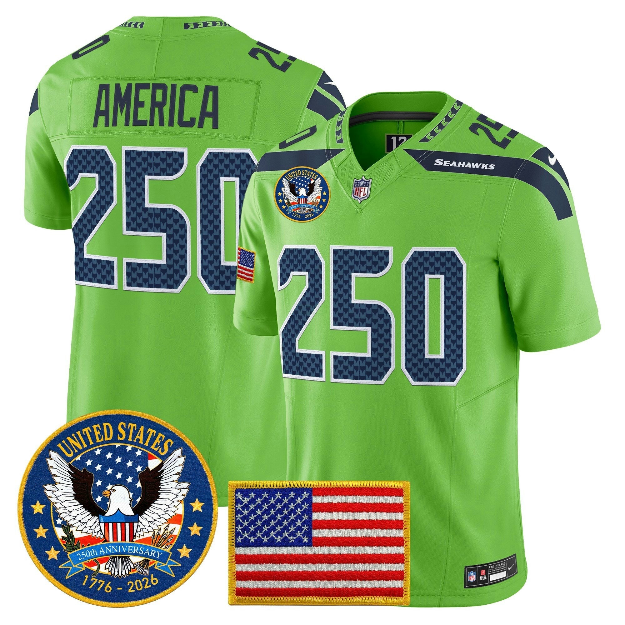 Camisa NFL Men’s Seattle “United States 250th Anniversary Patch” Vapor Limited Jersey