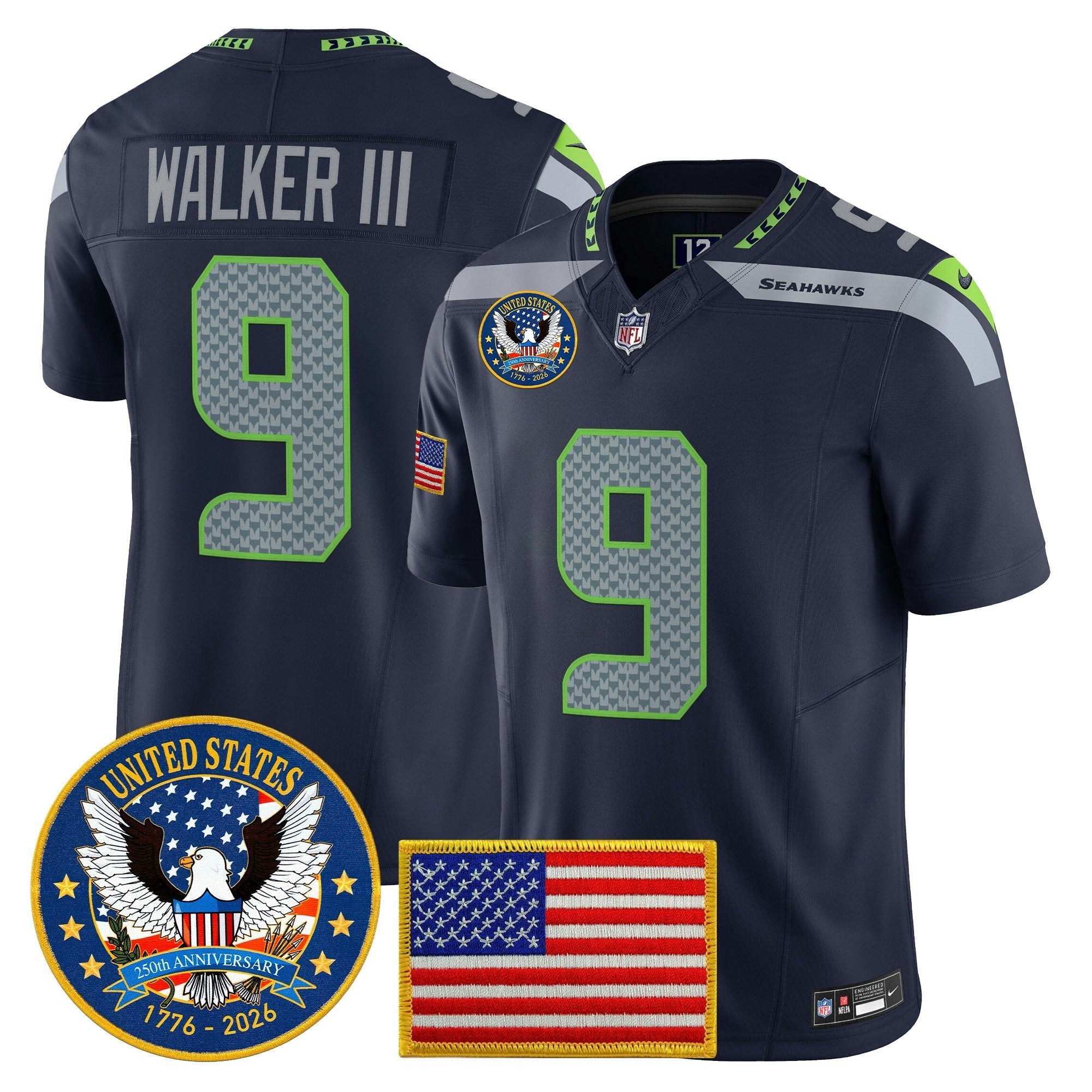 Camisa NFL Men’s Seattle “United States 250th Anniversary Patch” Vapor Limited Jersey
