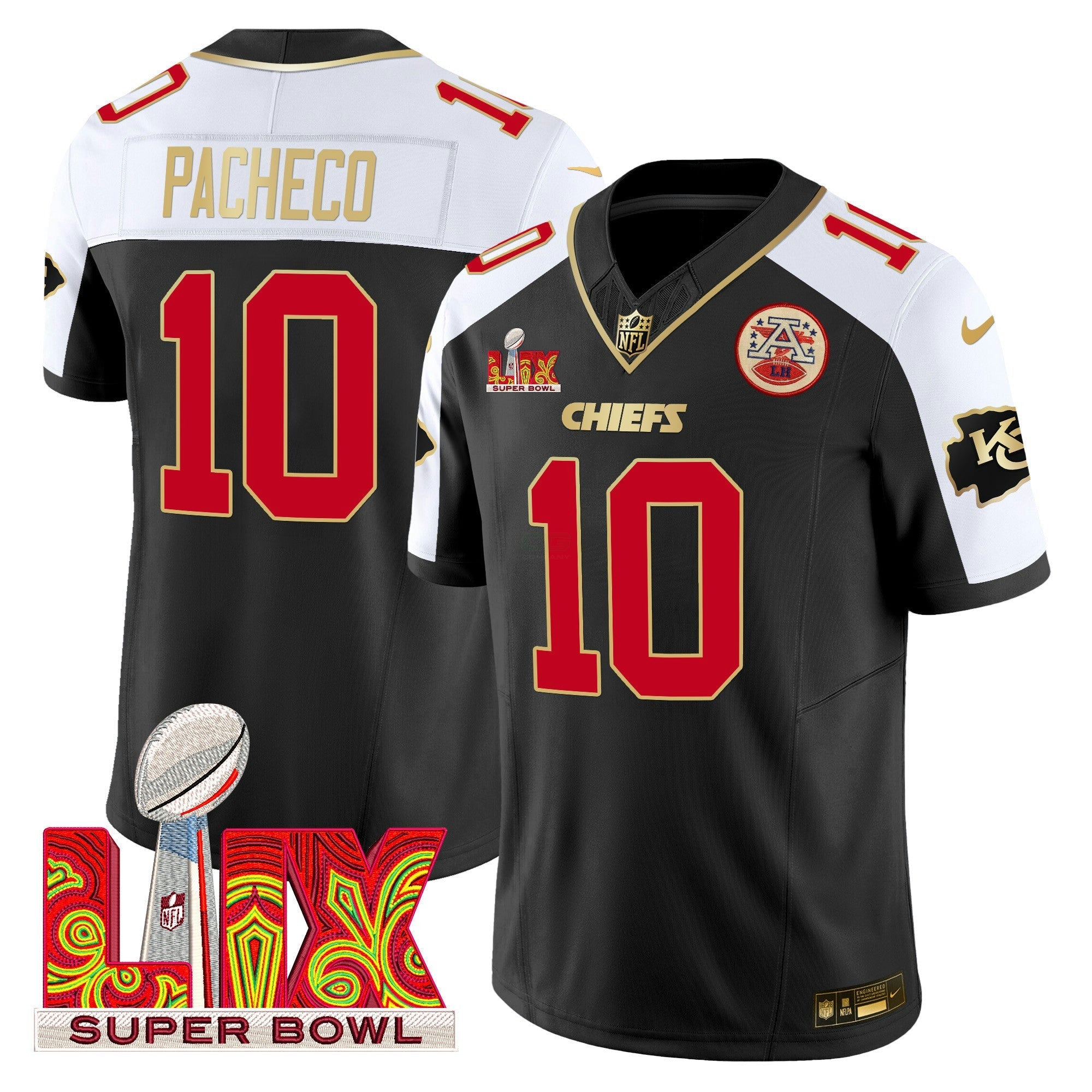 Camisa NFL Men’s Super Bowl LIX Patch Dourada Trim Vapor Limited Jersey