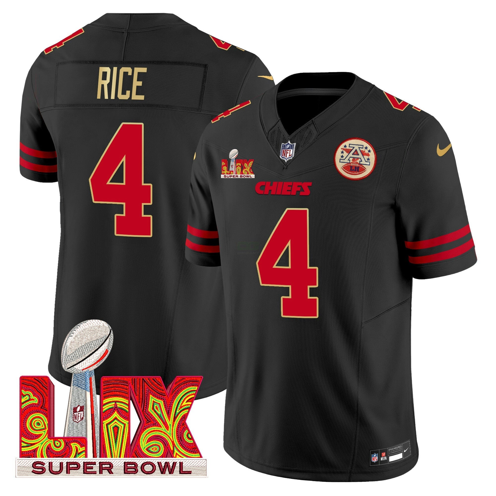 Camisa NFL Men’s Super Bowl LIX Patch Dourada Trim Vapor Limited Jersey