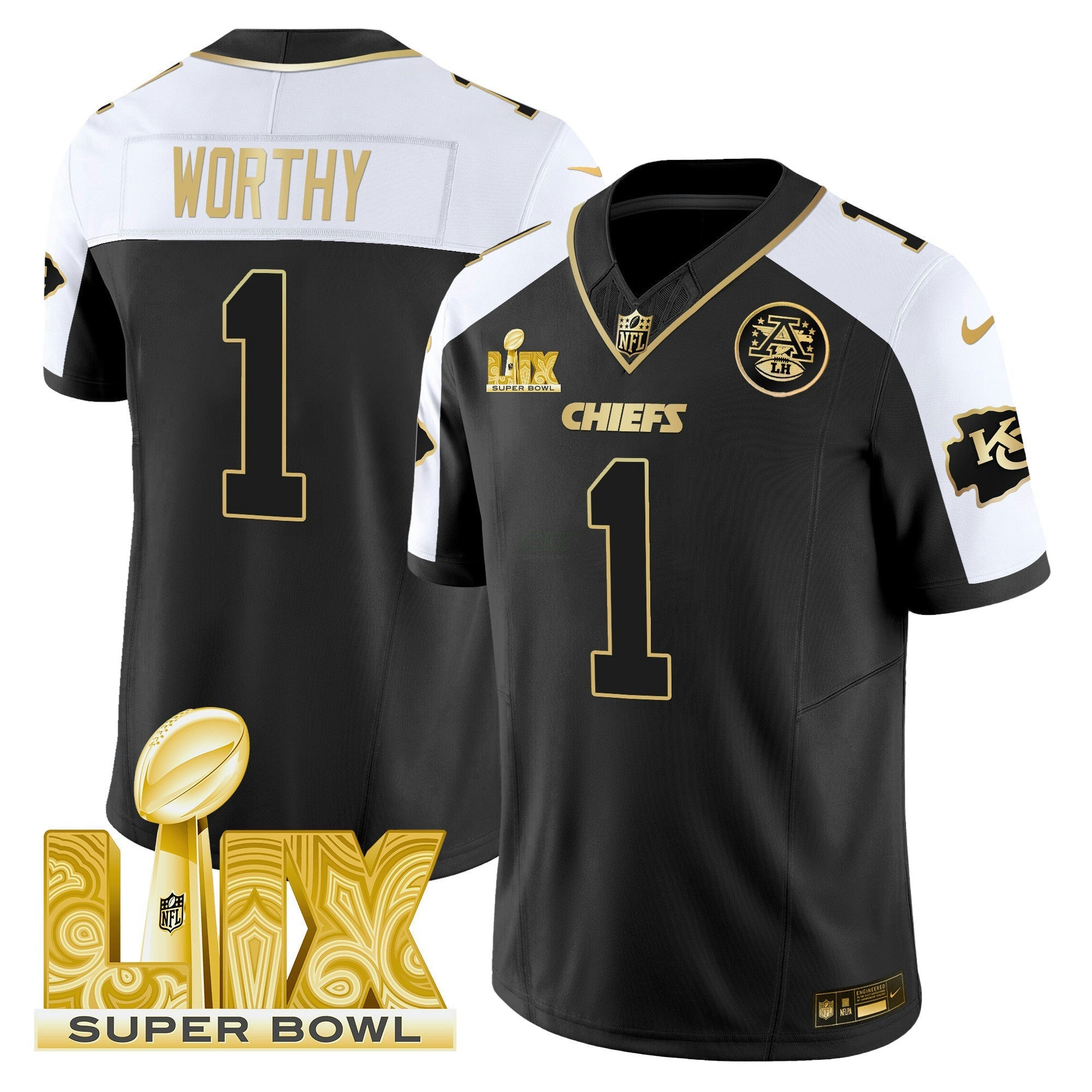 Camisa NFL Men’s Super Bowl LIX Patch Dourada Vapor Limited Jersey