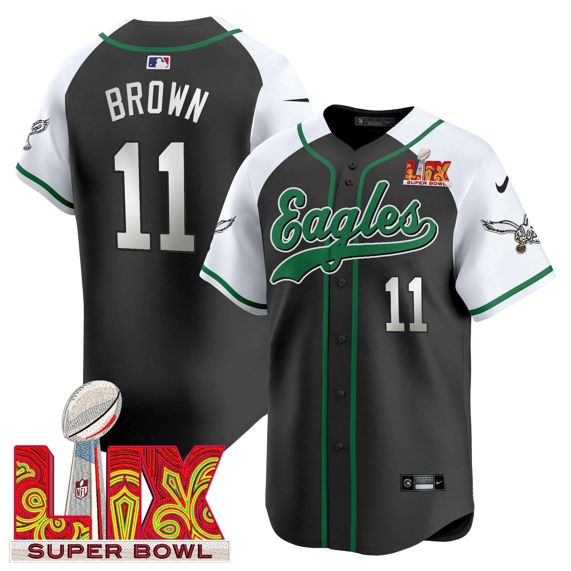 Camisa NFL Men’s Super Bowl LIX Patch Kelly Green Vapor Jersey