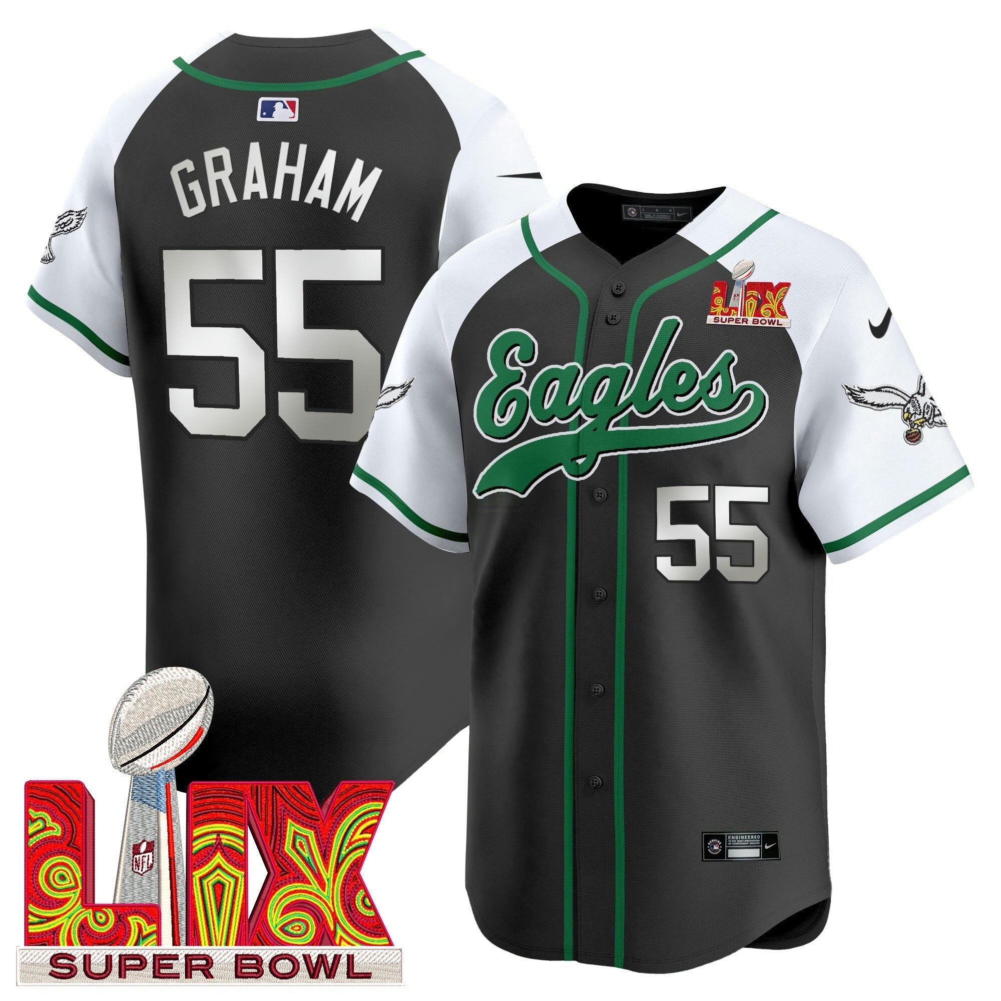 Camisa NFL Men’s Super Bowl LIX Patch Kelly Green Vapor Jersey