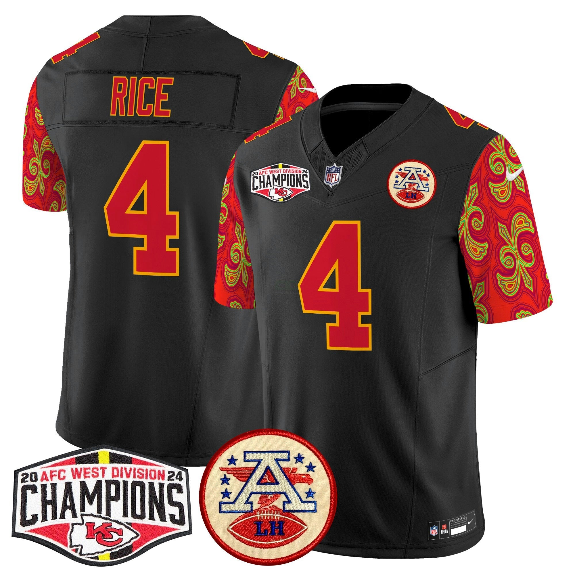 Camisa NFL Men’s Super Bowl LIX Style 2024 AFC West Division Champions Patch Vapor Limited Jersey