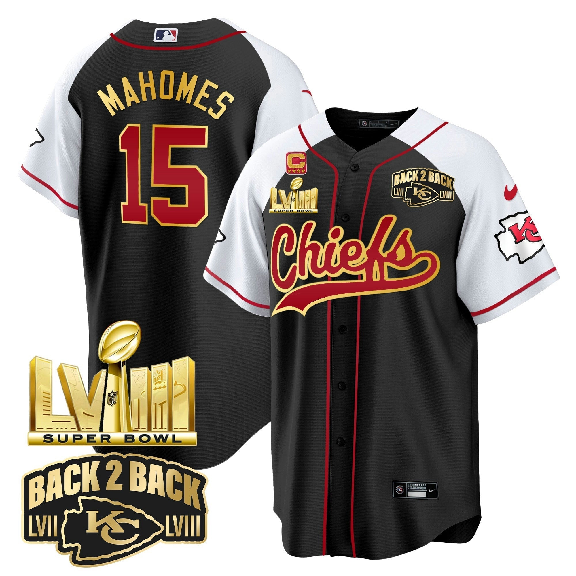 Camisa NFL Men’s Super Bowl LVIII & Back 2 Back Gold Patch Jersey