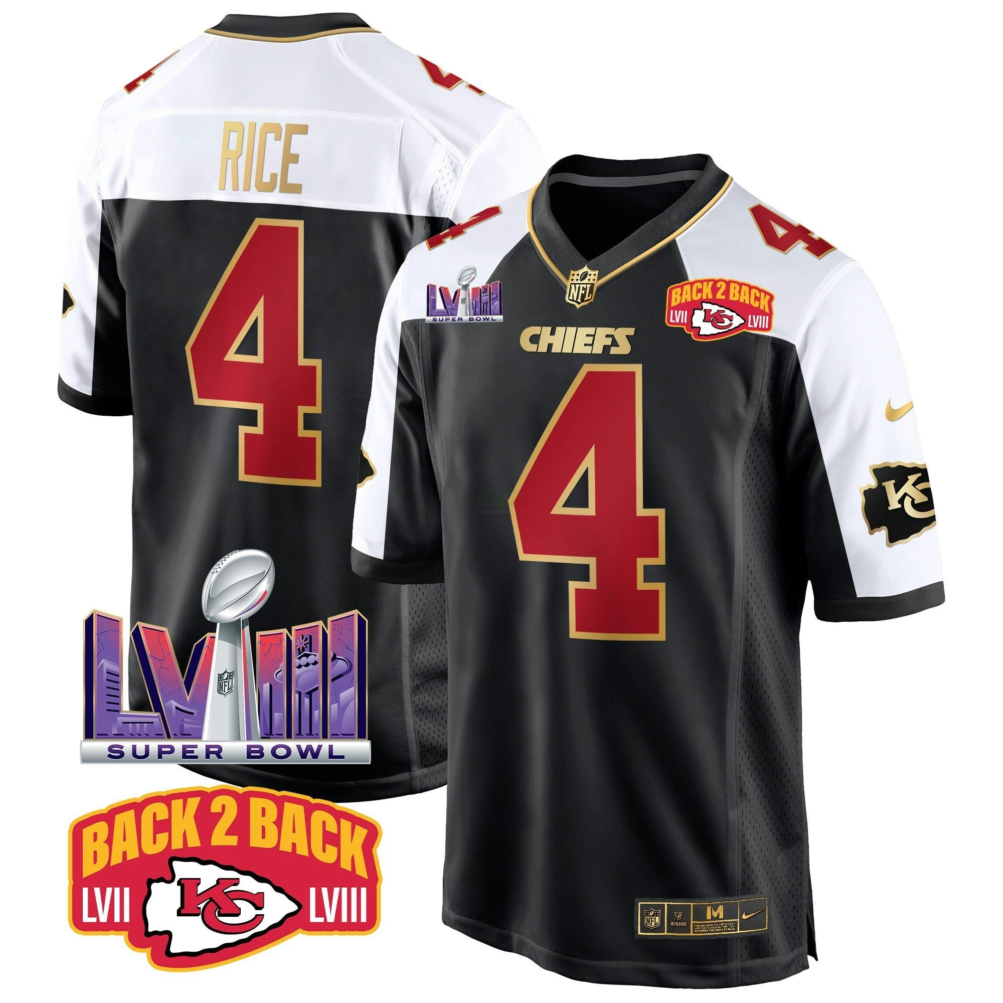 Camisa NFL Men’s Super Bowl LVIII & Back 2 Back Patch Game Jersey
