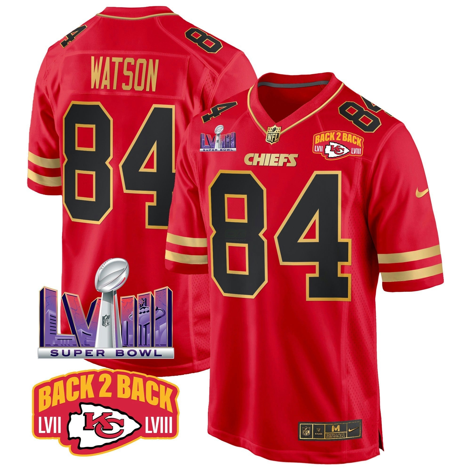 Camisa NFL Men’s Super Bowl LVIII & Back 2 Back Patch Game Jersey