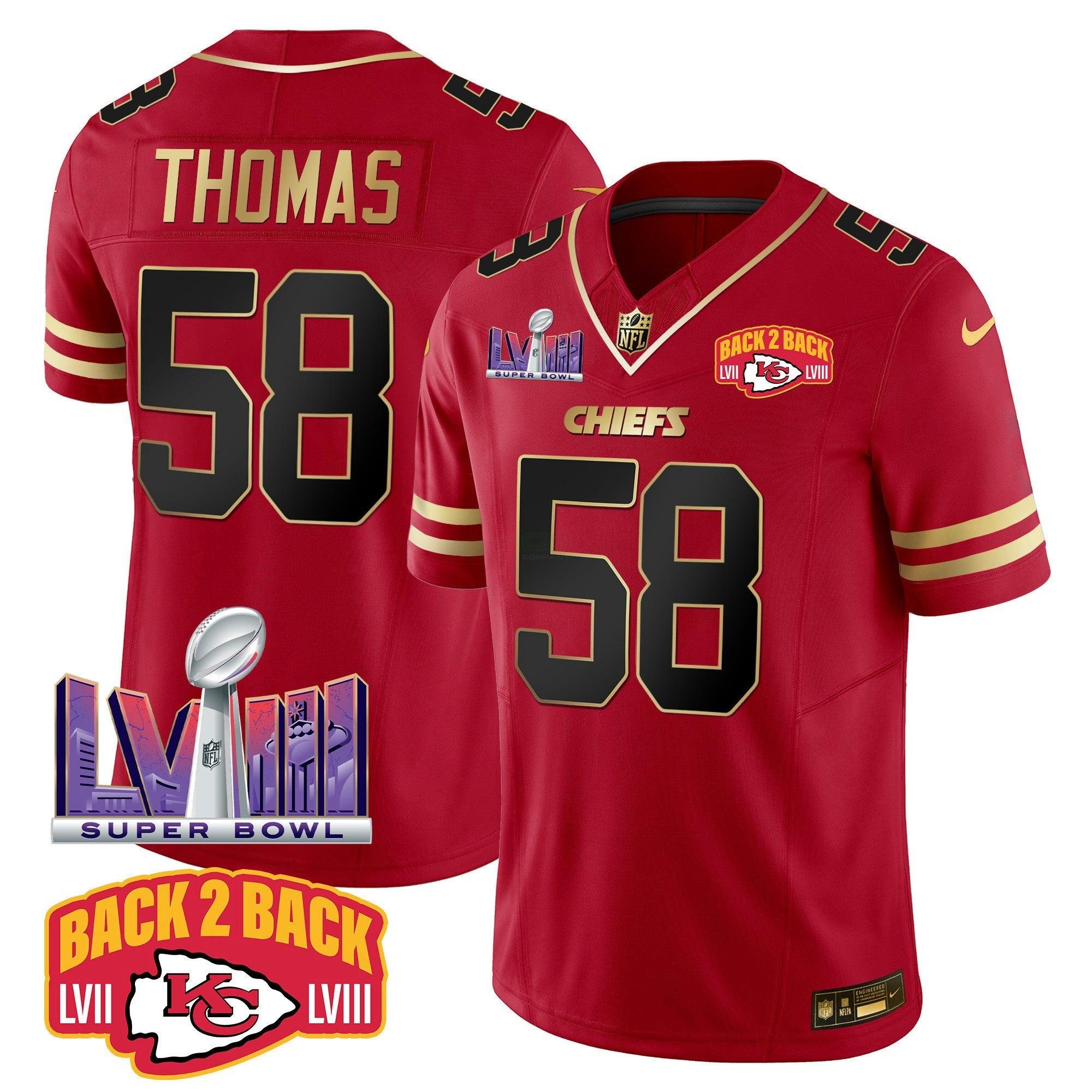 Camisa NFL Men’s Super Bowl LVIII & Back 2 Back Patch Vapor Jersey