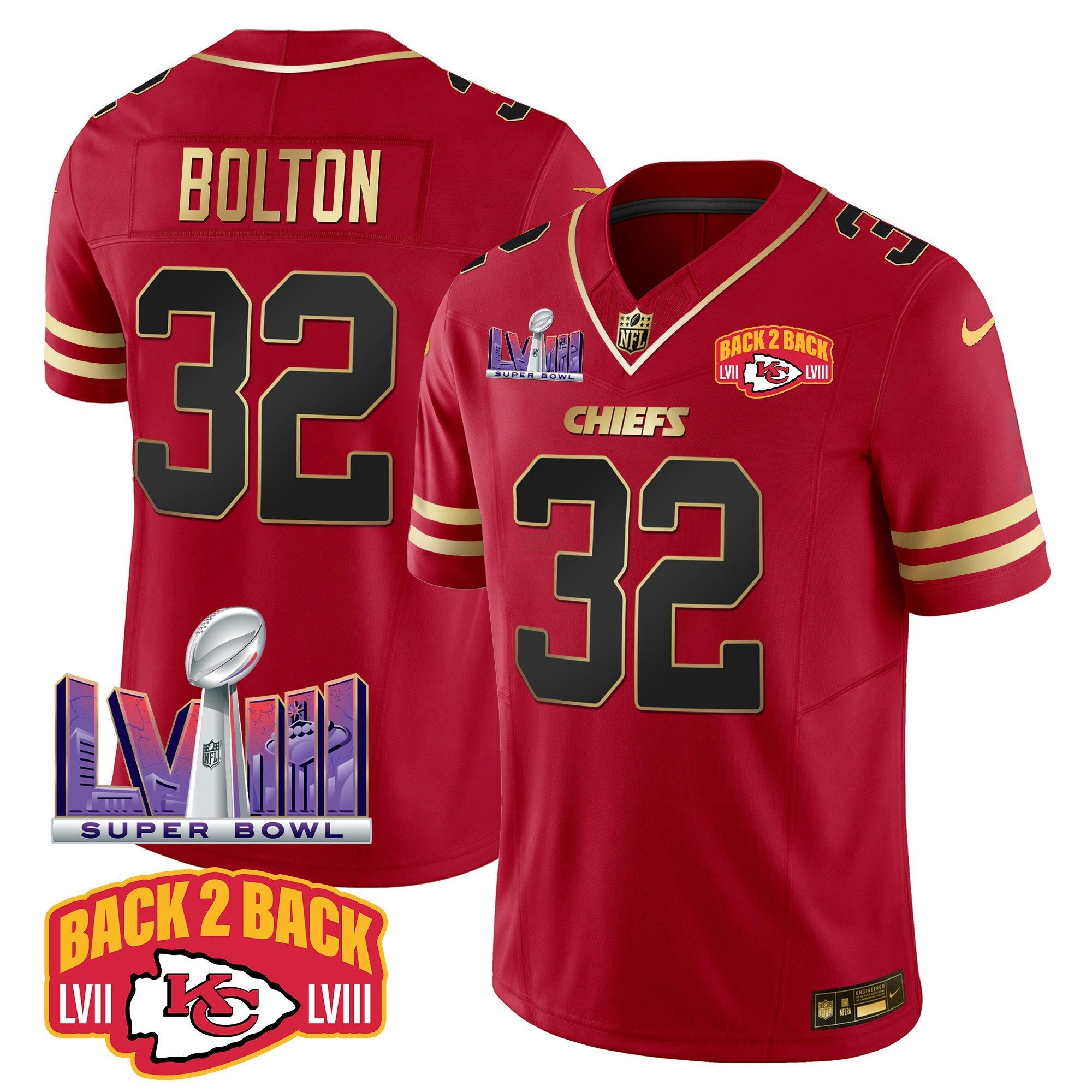 Camisa NFL Men’s Super Bowl LVIII & Back 2 Back Patch Vapor Jersey