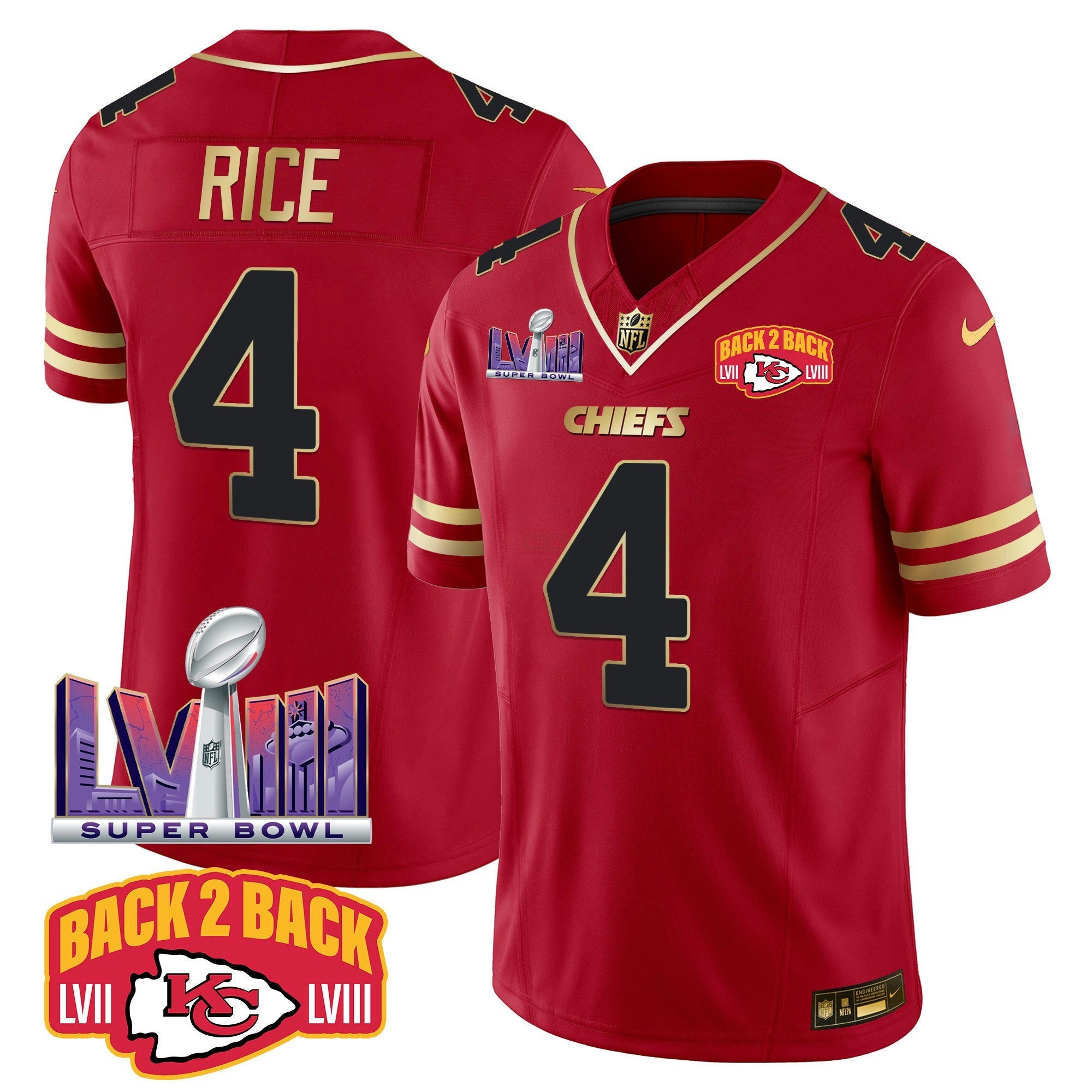 Camisa NFL Men’s Super Bowl LVIII & Back 2 Back Patch Vapor Jersey