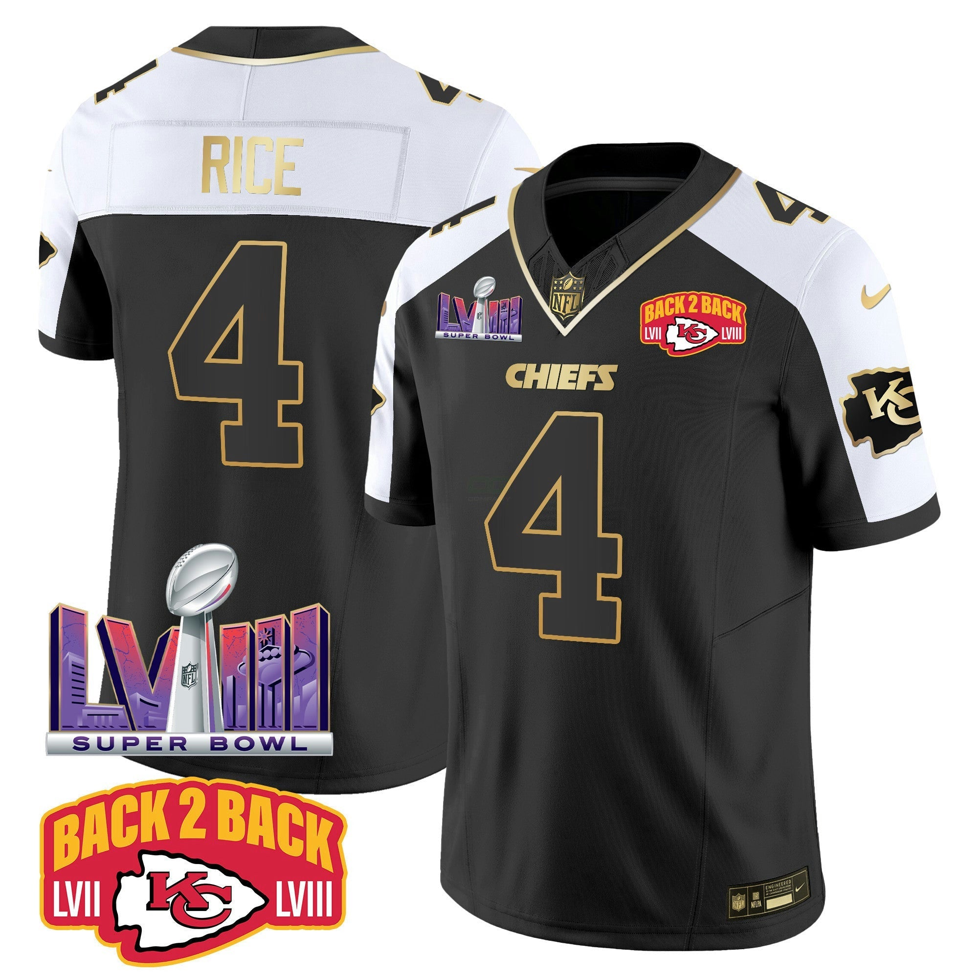 Camisa NFL Men’s Super Bowl LVIII & Back 2 Back Patch Vapor Jersey V2