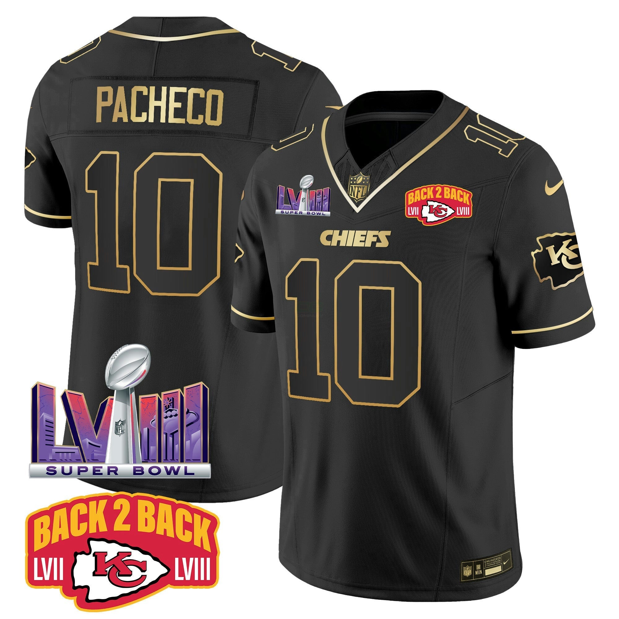 Camisa NFL Men’s Super Bowl LVIII & Back 2 Back Patch Vapor Jersey V2