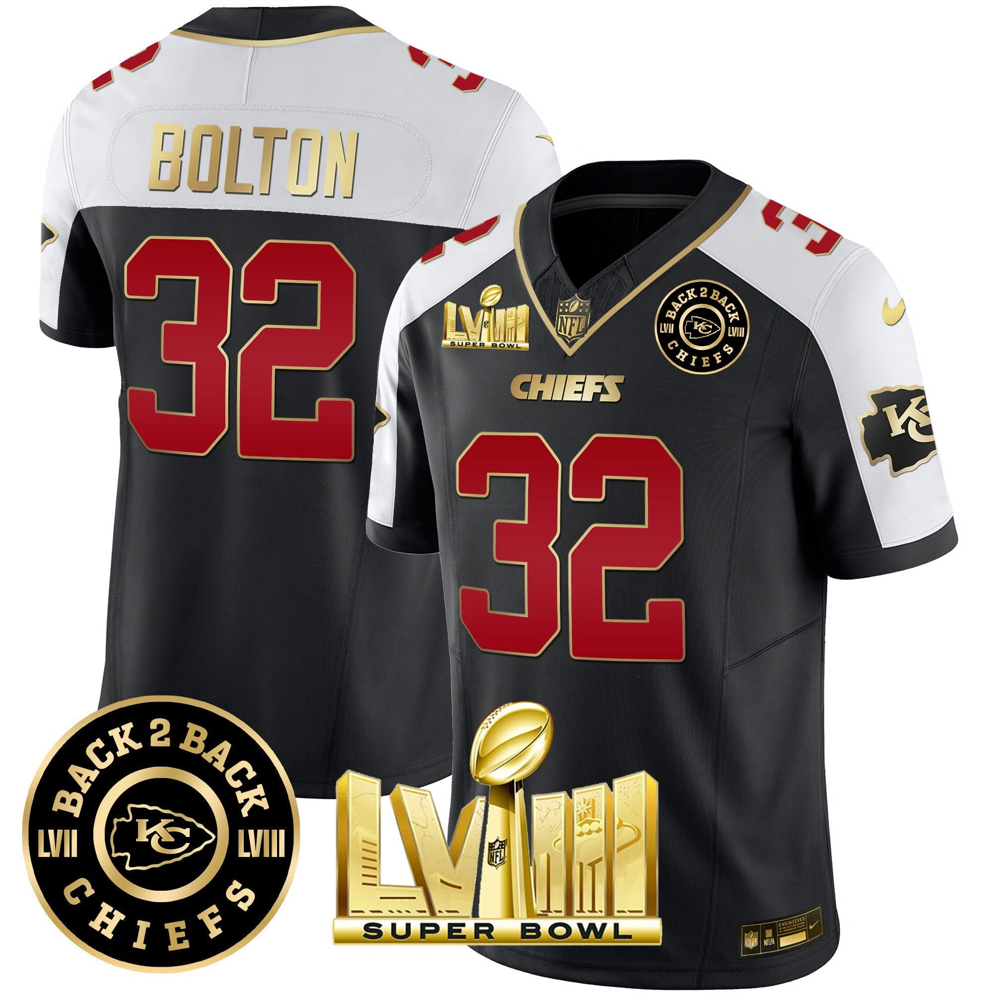 Camisa NFL Men’s Super Bowl LVIII & Back 2 Back Patch Vapor Jersey V3