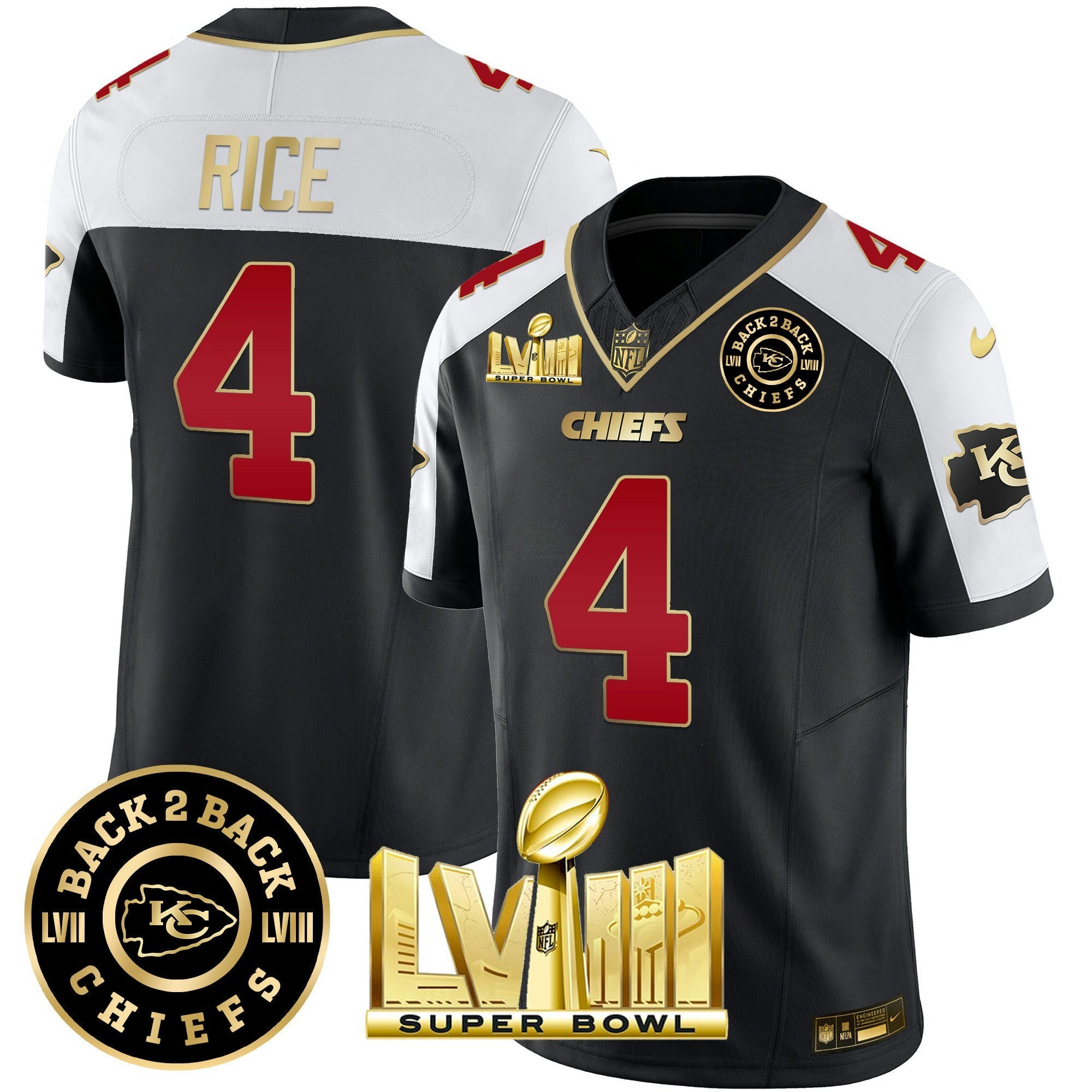 Camisa NFL Men’s Super Bowl LVIII & Back 2 Back Patch Vapor Jersey V3