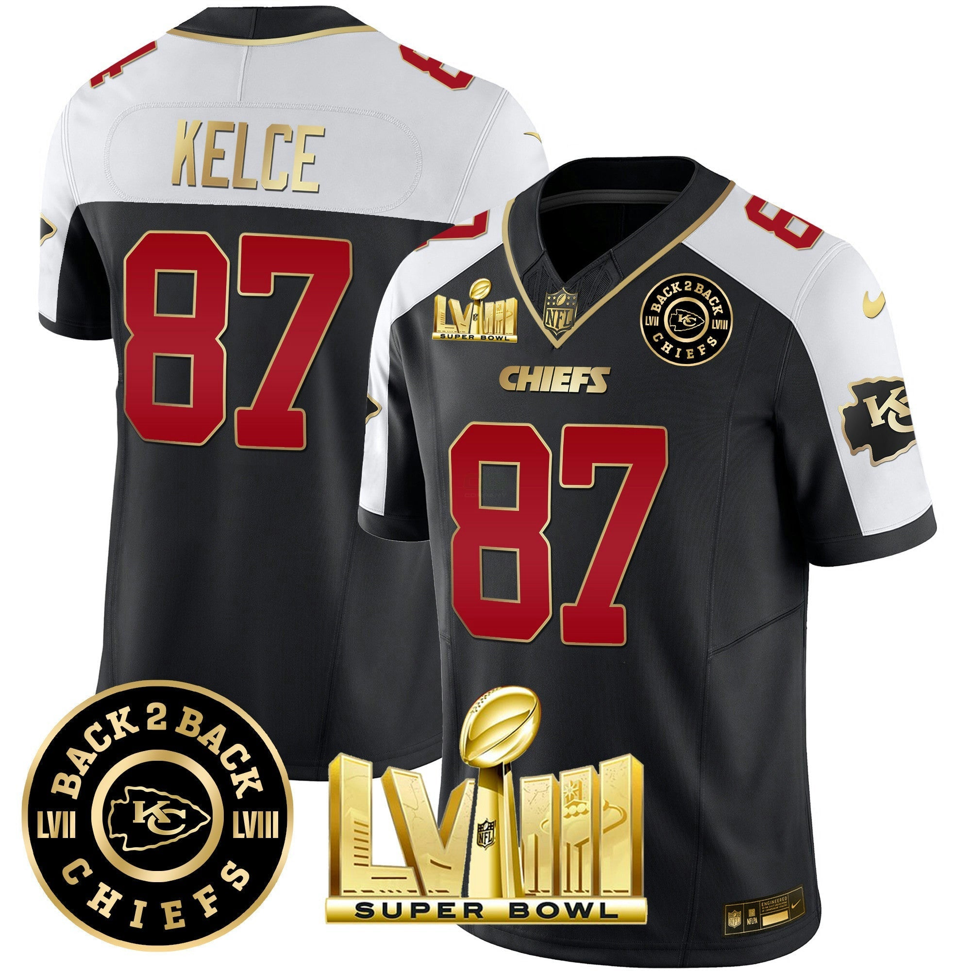 Camisa NFL Men’s Super Bowl LVIII & Back 2 Back Patch Vapor Jersey V3