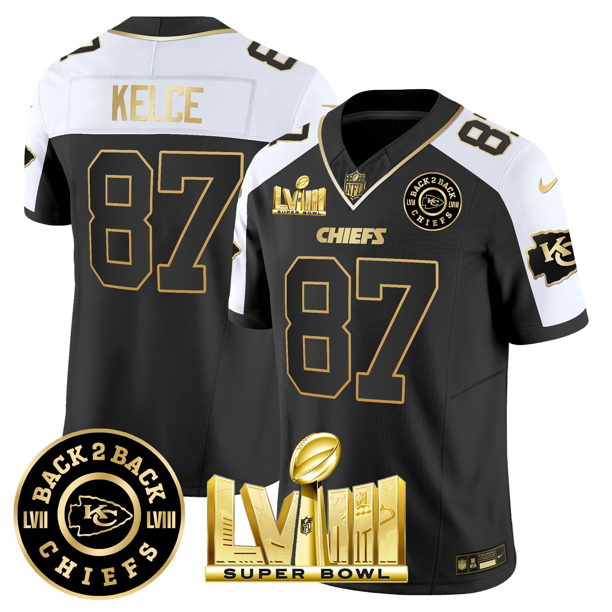 Camisa NFL Men’s Super Bowl LVIII & Back 2 Back Patch Vapor Jersey V4