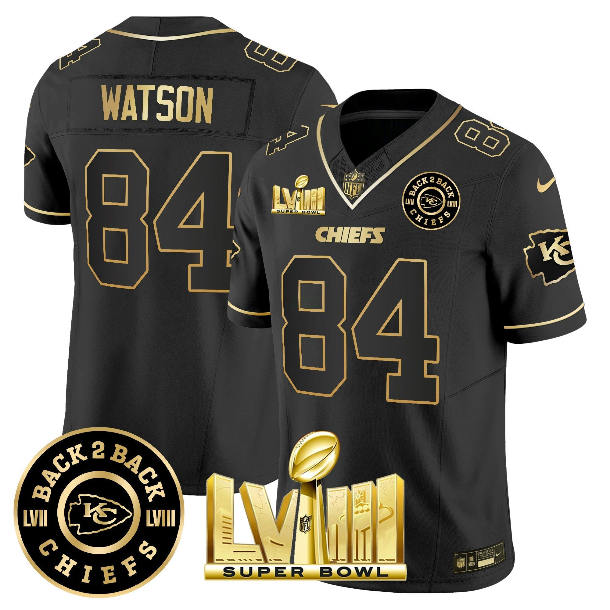 Camisa NFL Men’s Super Bowl LVIII & Back 2 Back Patch Vapor Jersey V4