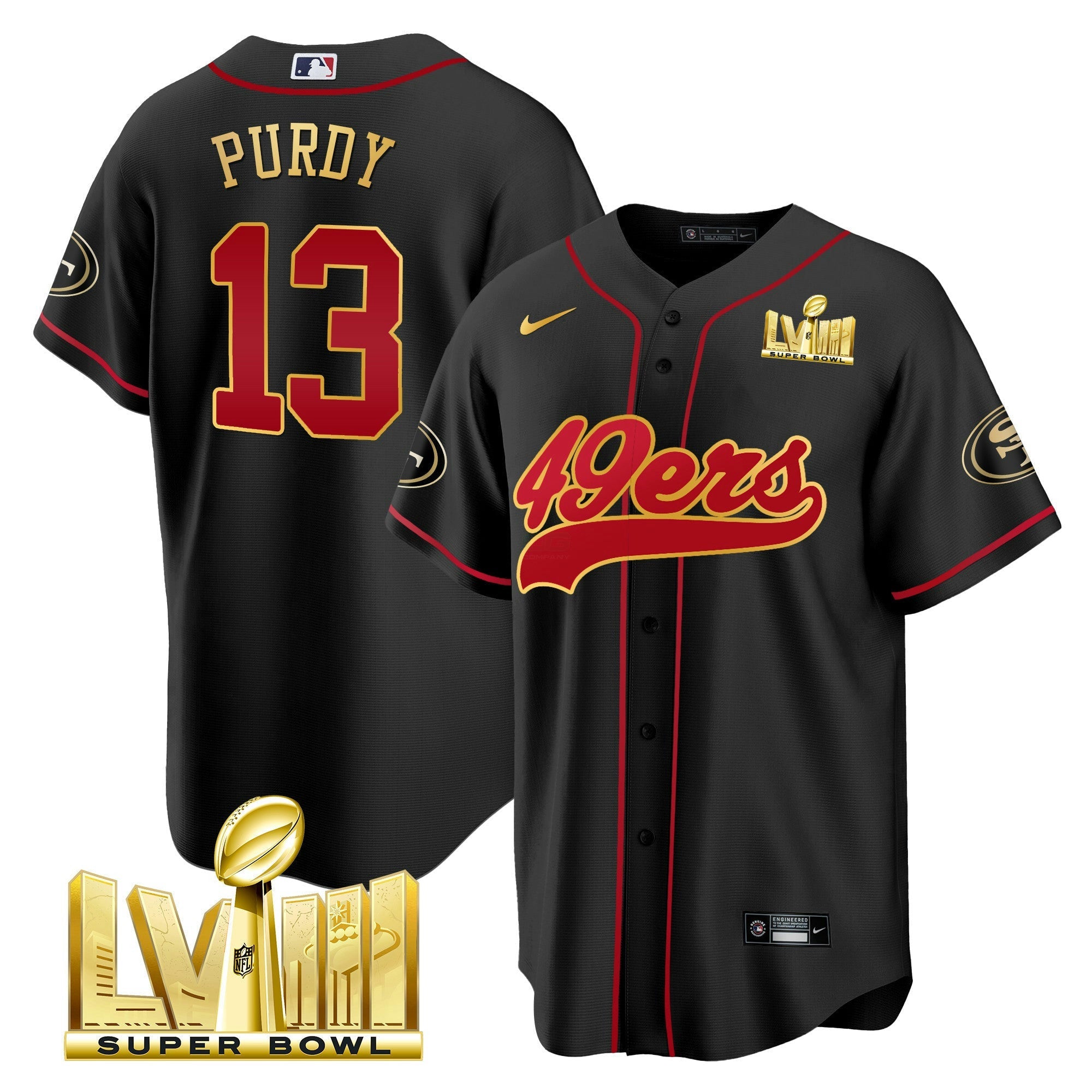 Camisa NFL Men’s Super Bowl LVIII Dourada Patch Jersey