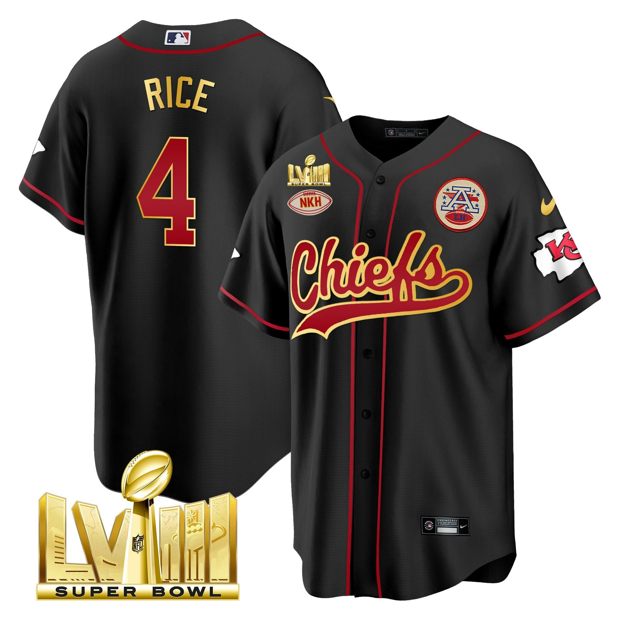 Camisa NFL Men’s Super Bowl LVIII Dourada Patch Jersey