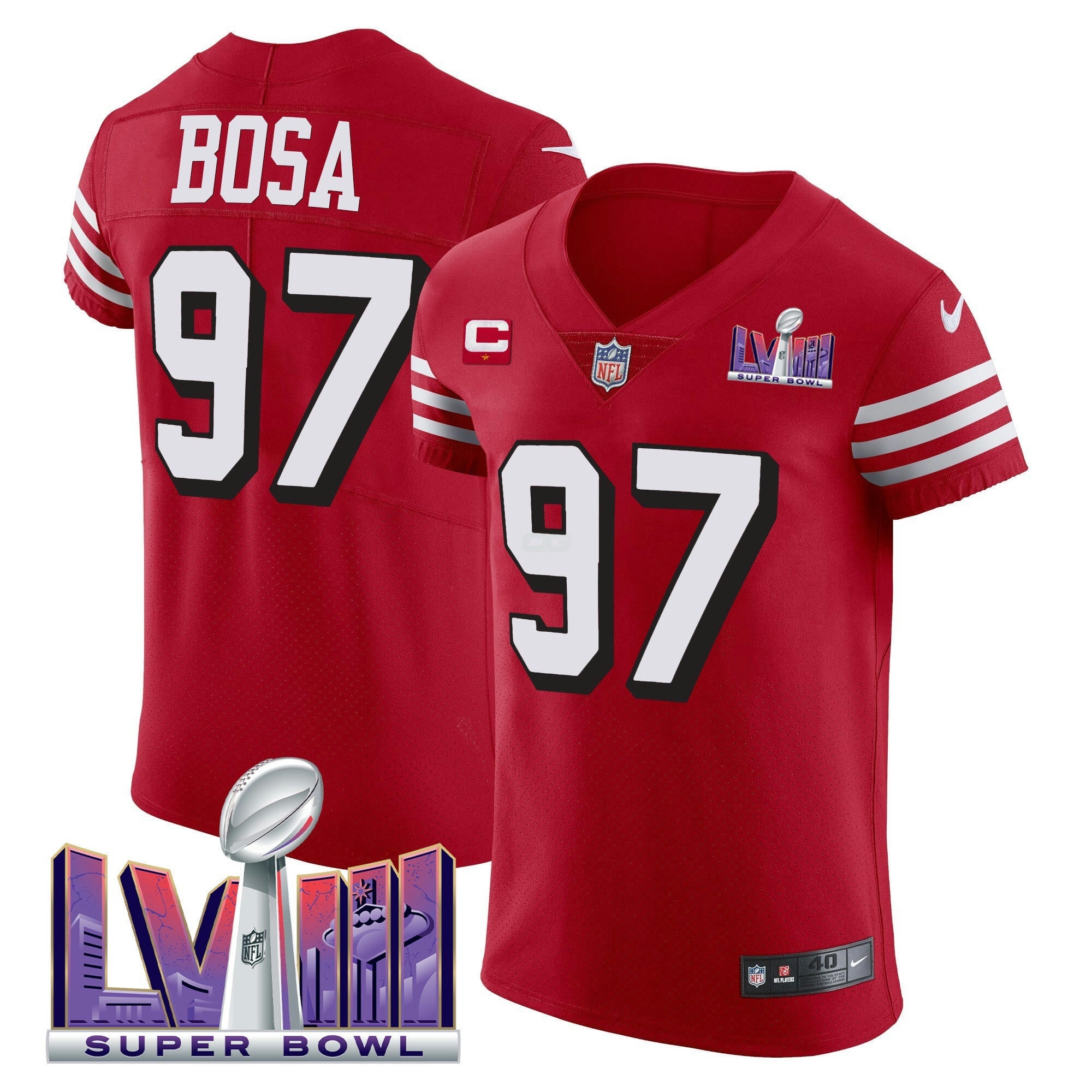 Camisa NFL Men’s Super Bowl LVIII Dourada Patch Vapor Elite Jersey