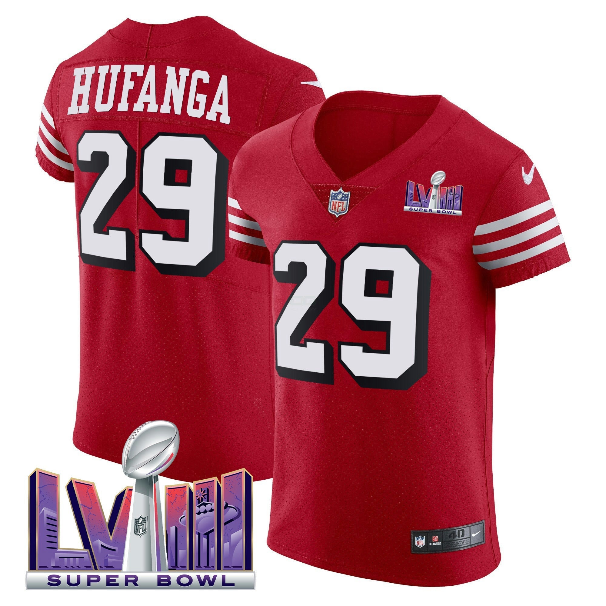 Camisa NFL Men’s Super Bowl LVIII Dourada Patch Vapor Elite Jersey