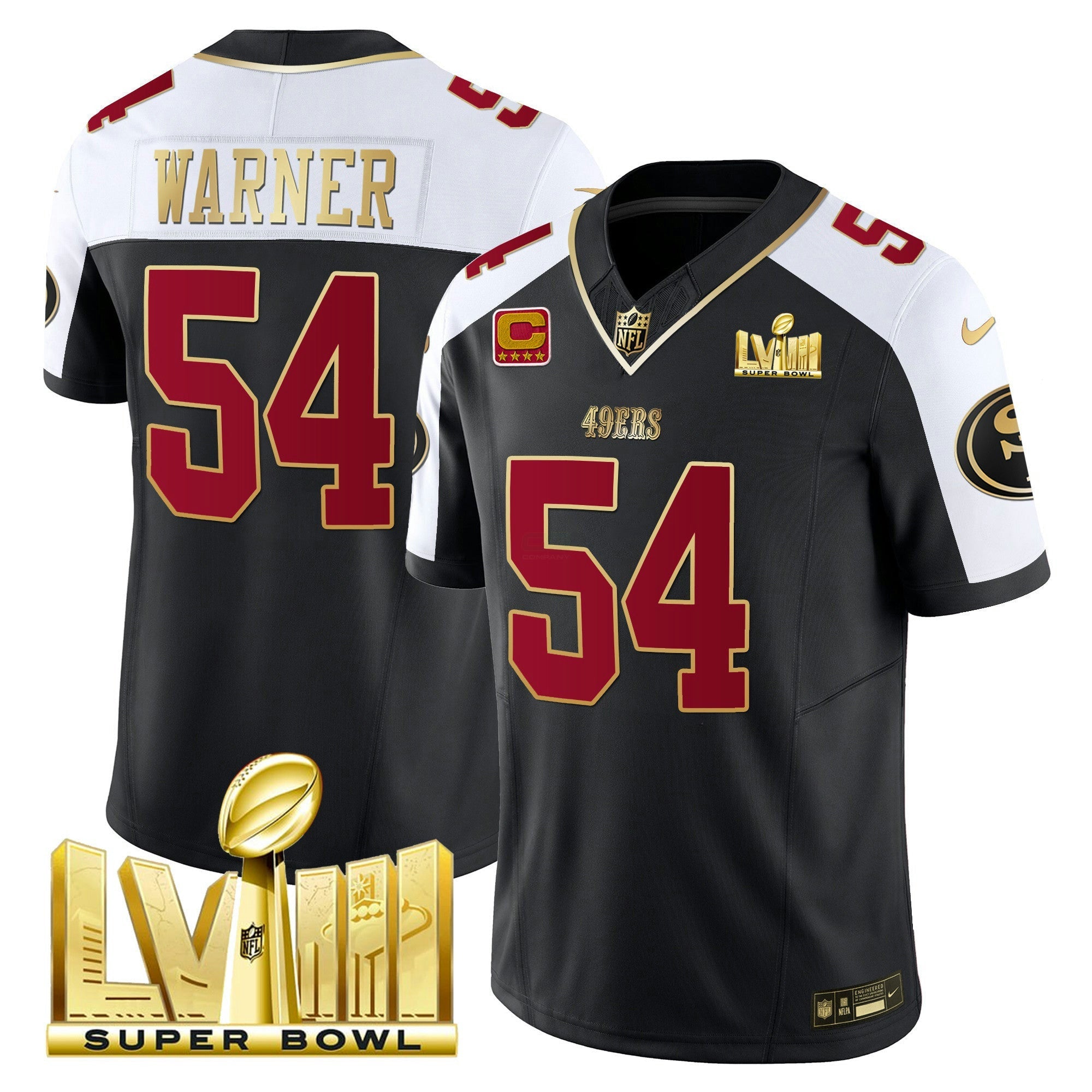 Camisa NFL Men’s Super Bowl LVIII Dourada Patch Vapor Jersey