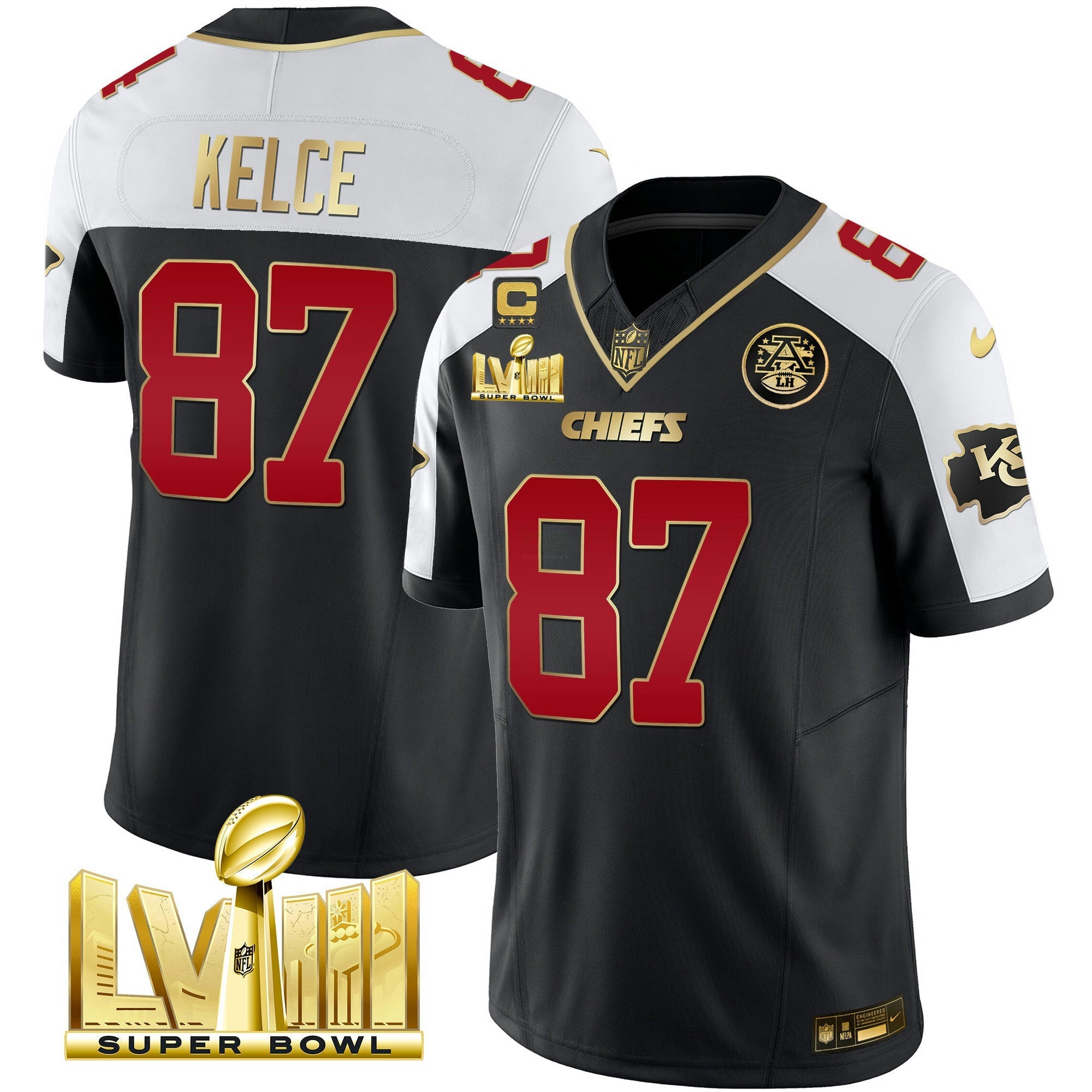 Camisa NFL Men’s Super Bowl LVIII Dourada Patch Vapor Jersey