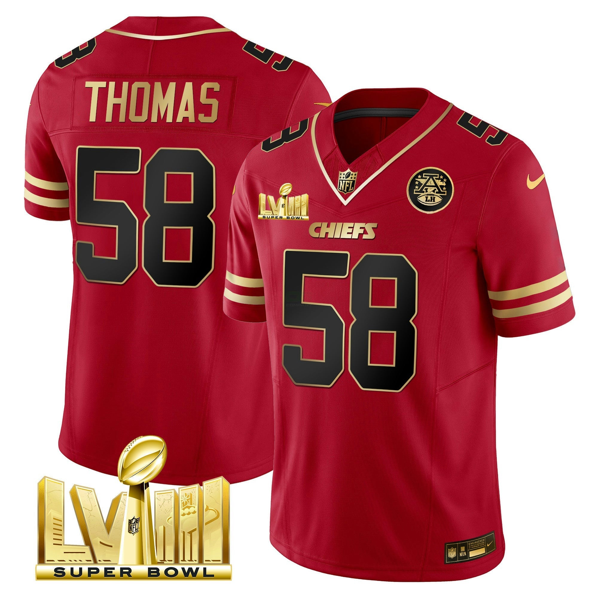 Camisa NFL Men’s Super Bowl LVIII Dourada Patch Vapor Jersey