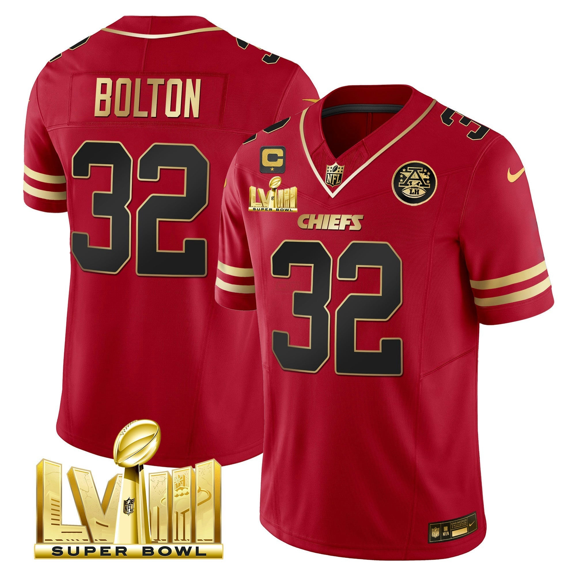 Camisa NFL Men’s Super Bowl LVIII Dourada Patch Vapor Jersey