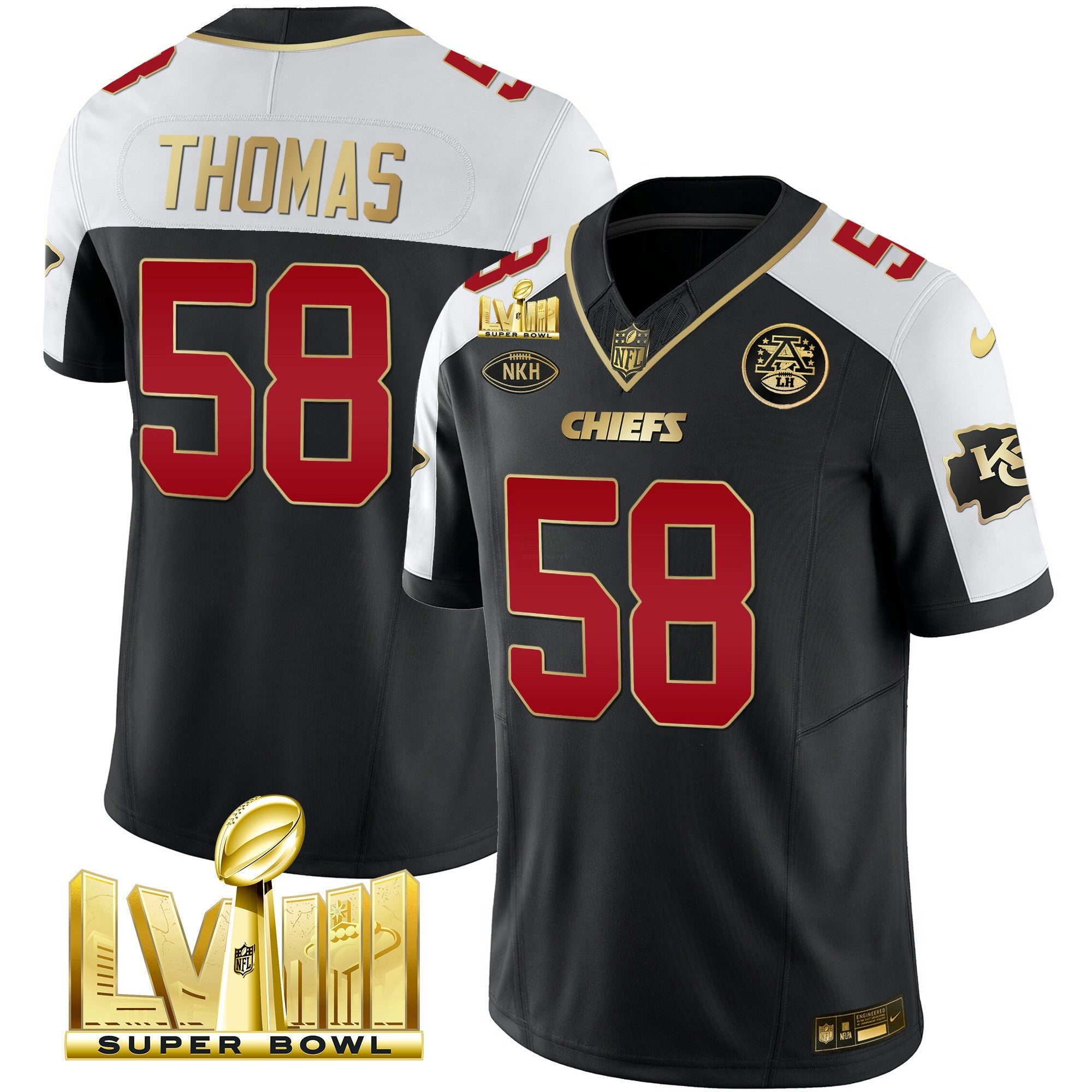 Camisa NFL Men’s Super Bowl LVIII Dourada Patch Vapor Jersey V2