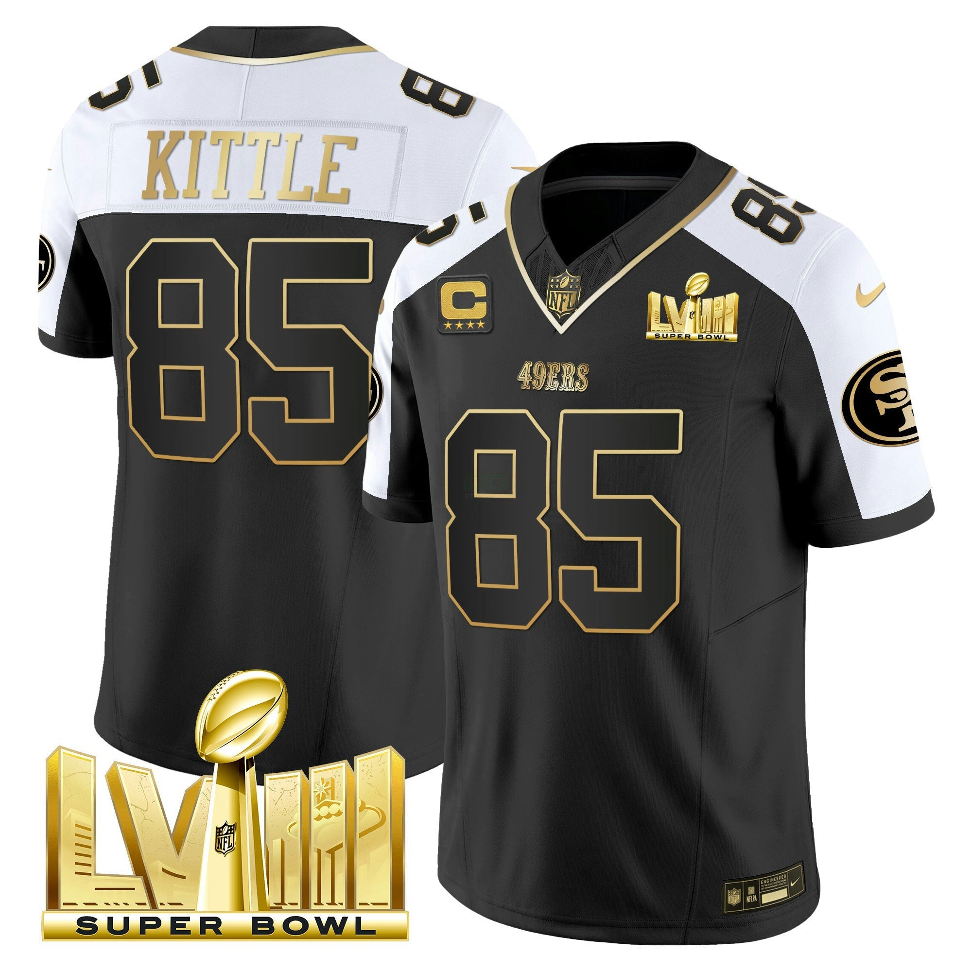Camisa NFL Men’s Super Bowl LVIII Dourada Patch Vapor Jersey V2