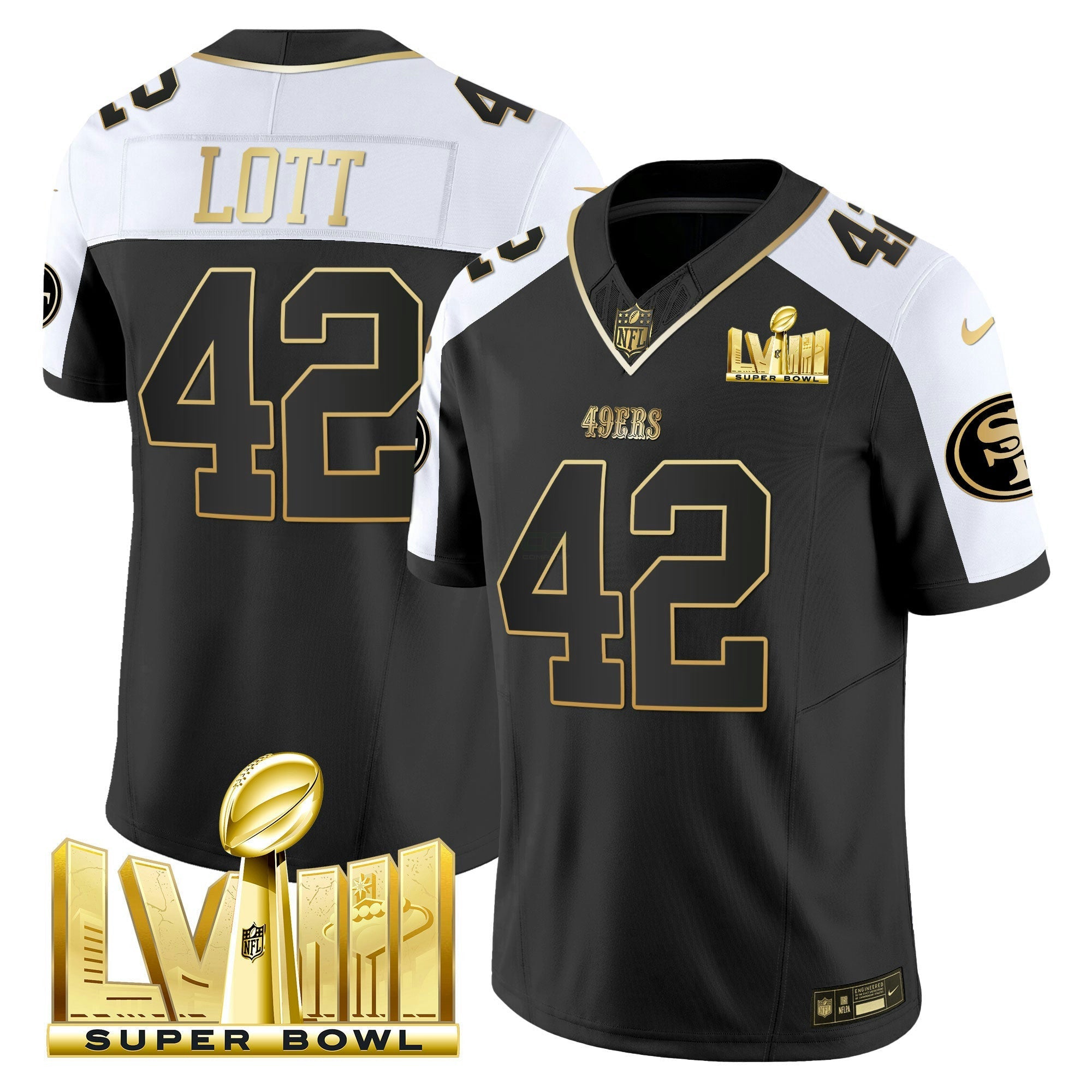 Camisa NFL Men’s Super Bowl LVIII Dourada Patch Vapor Jersey V2