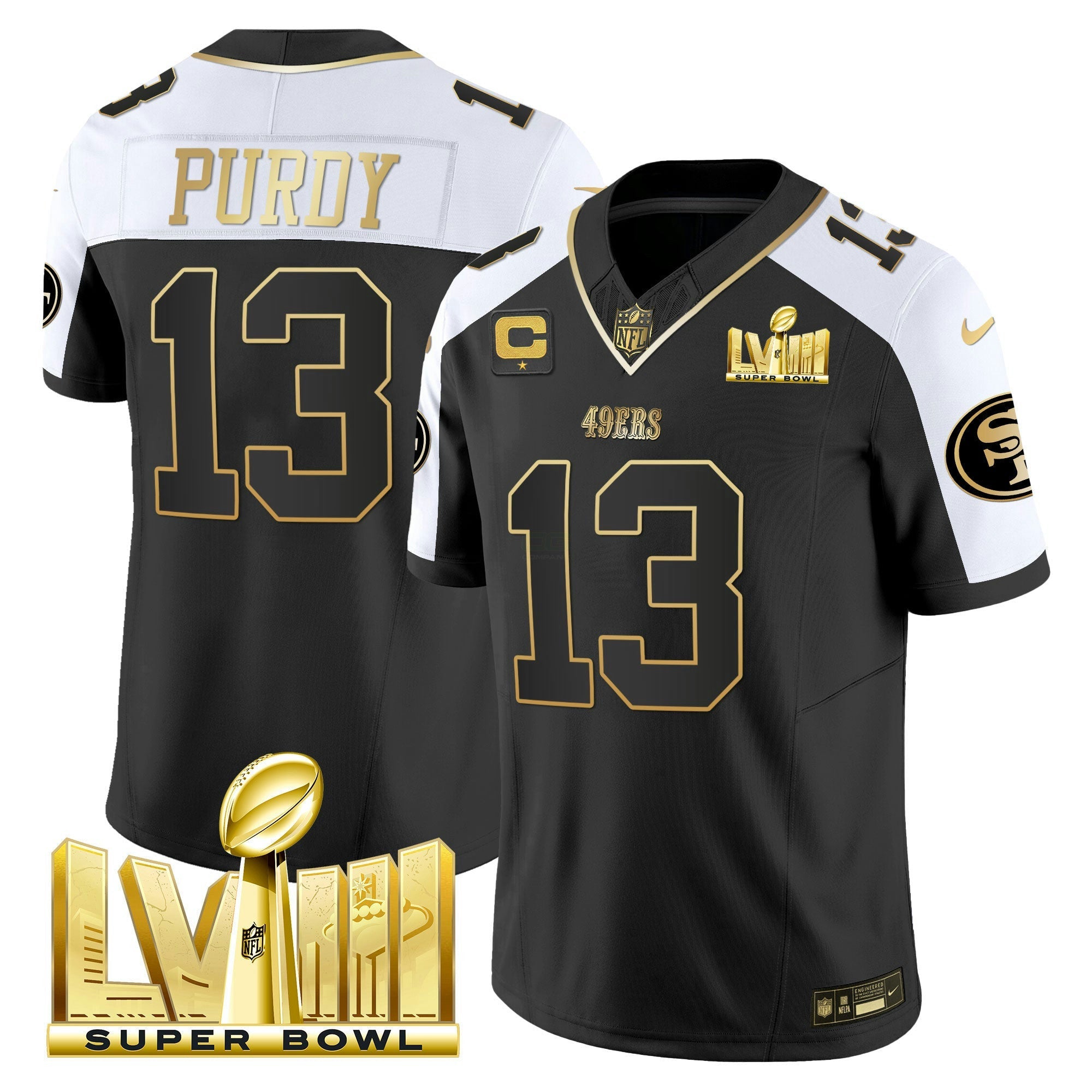 Camisa NFL Men’s Super Bowl LVIII Dourada Patch Vapor Jersey V2