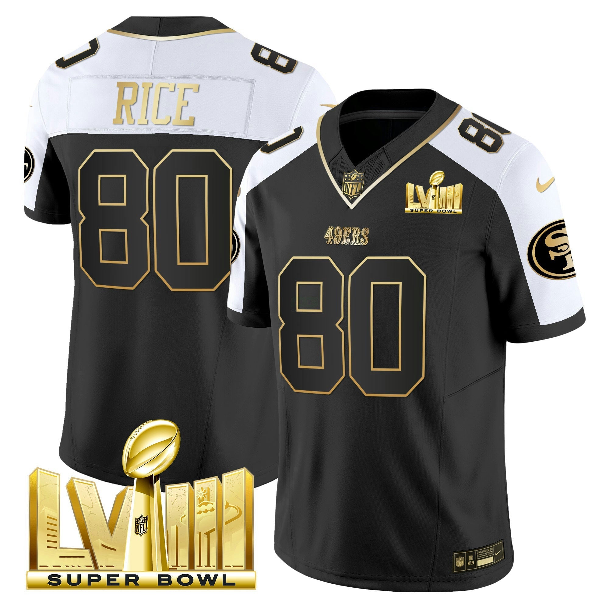 Camisa NFL Men’s Super Bowl LVIII Dourada Patch Vapor Jersey V2