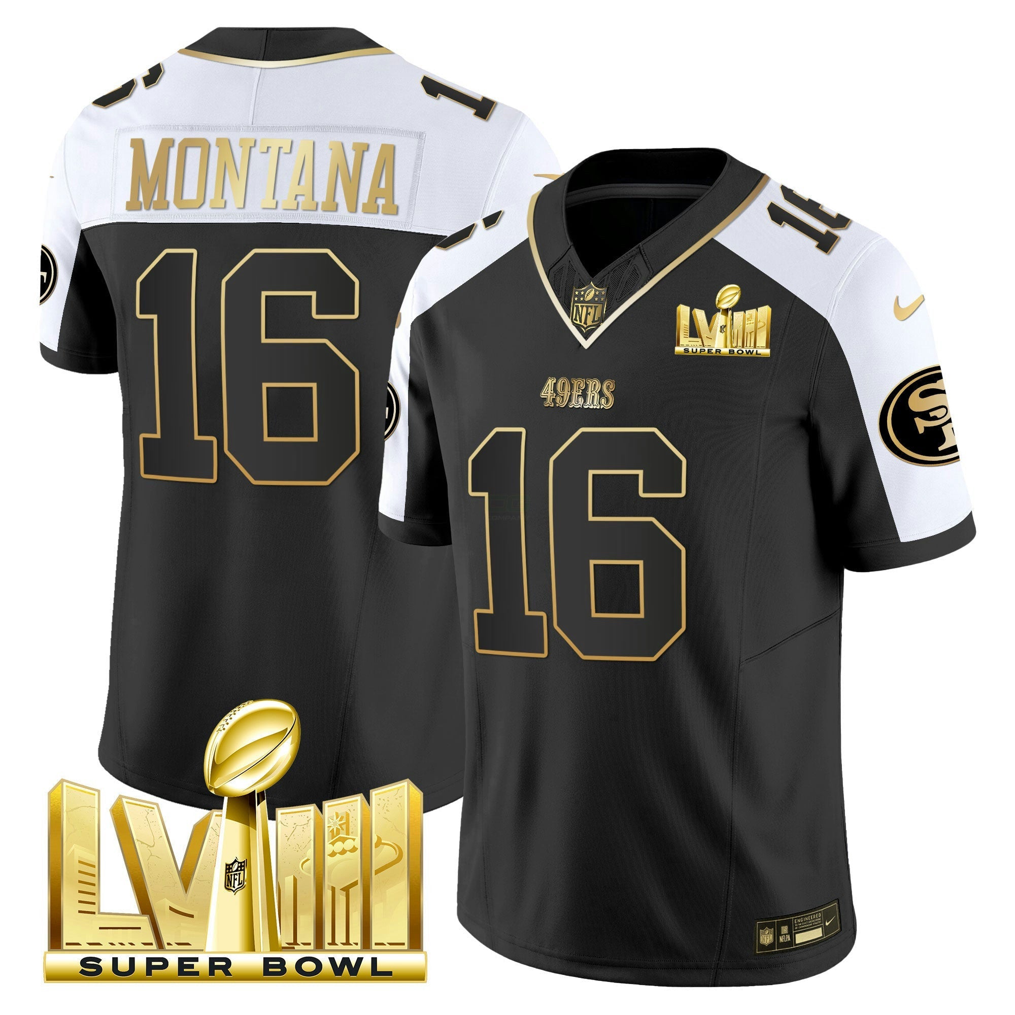 Camisa NFL Men’s Super Bowl LVIII Dourada Patch Vapor Jersey V2