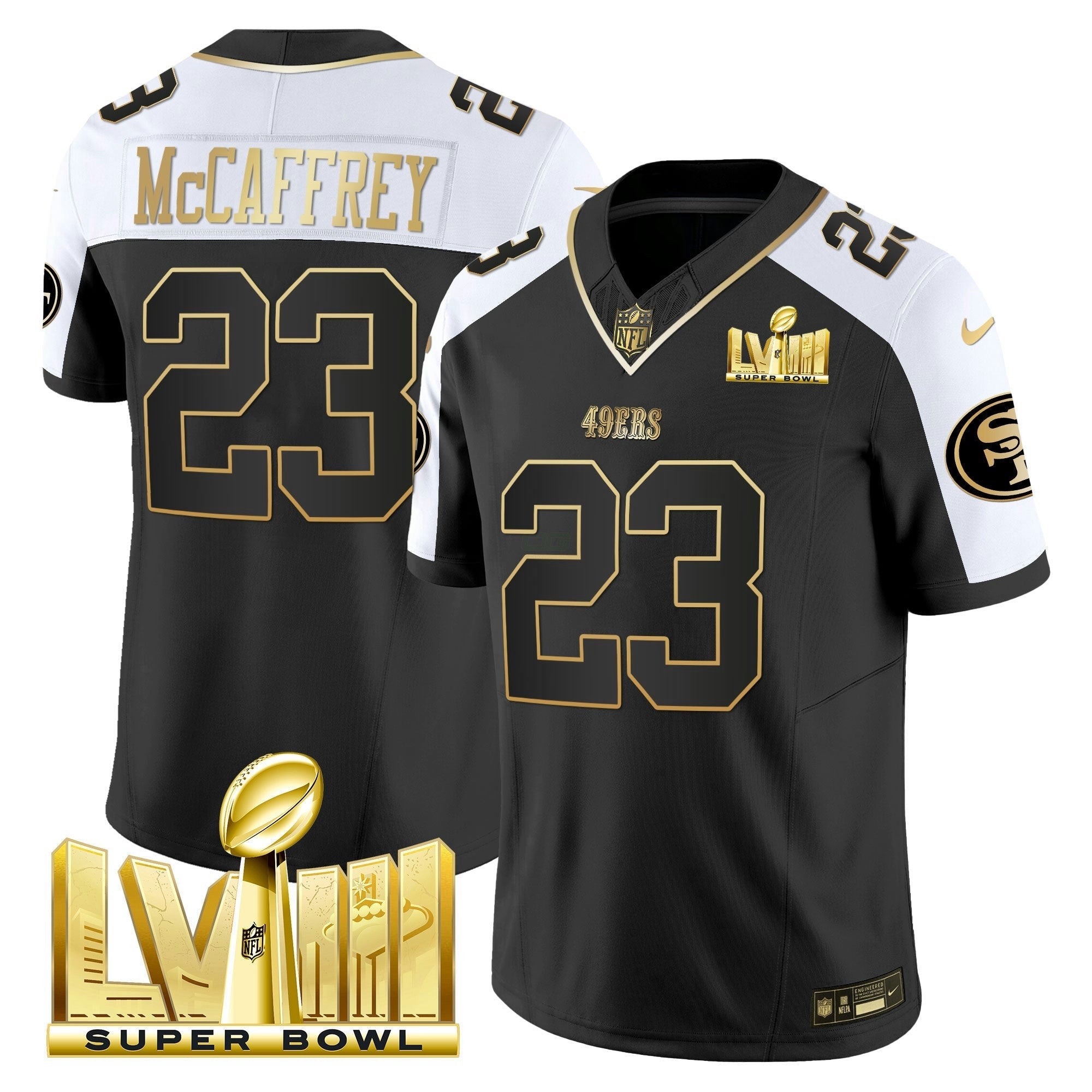 Camisa NFL Men’s Super Bowl LVIII Dourada Patch Vapor Jersey V2