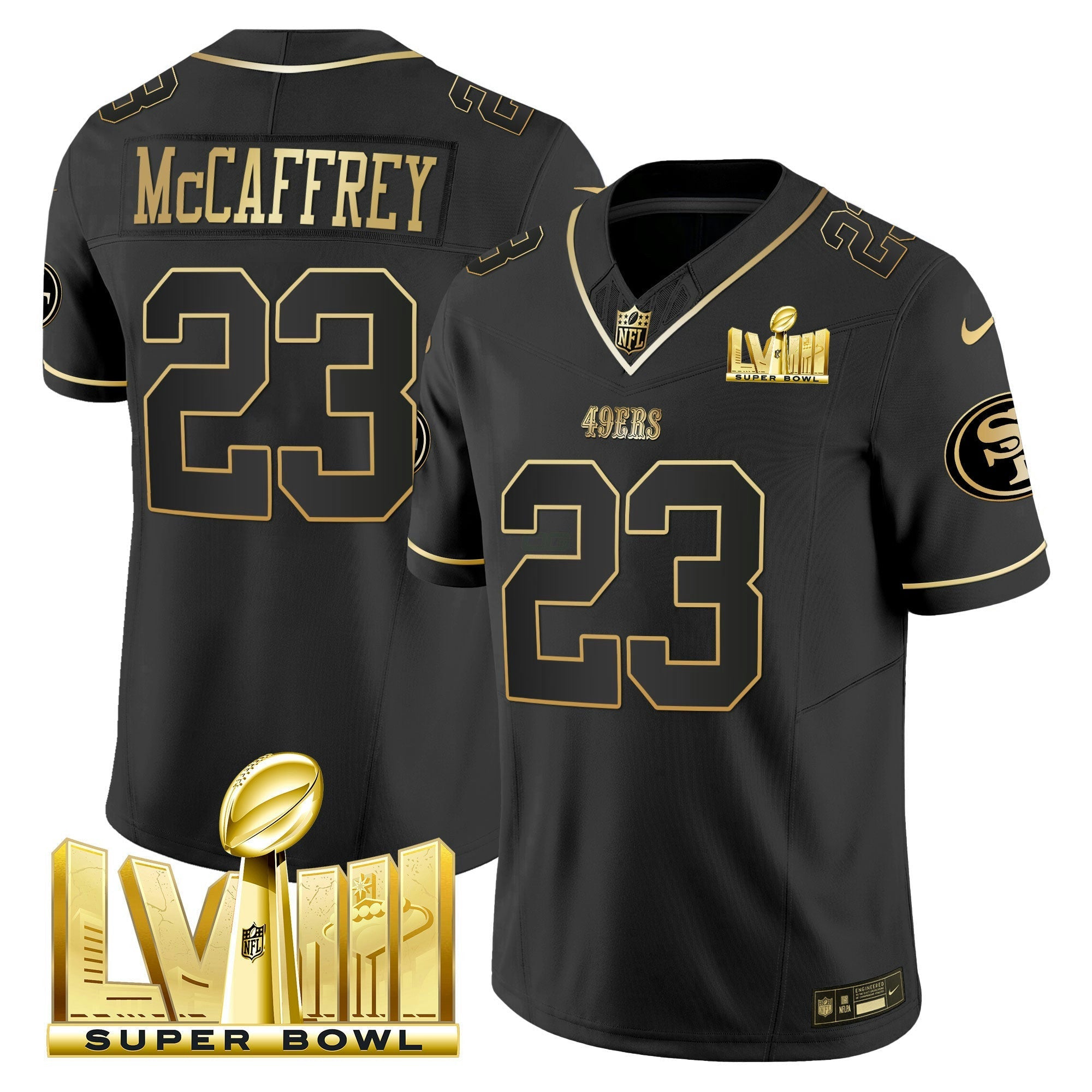 Camisa NFL Men’s Super Bowl LVIII Dourada Patch Vapor Jersey V2