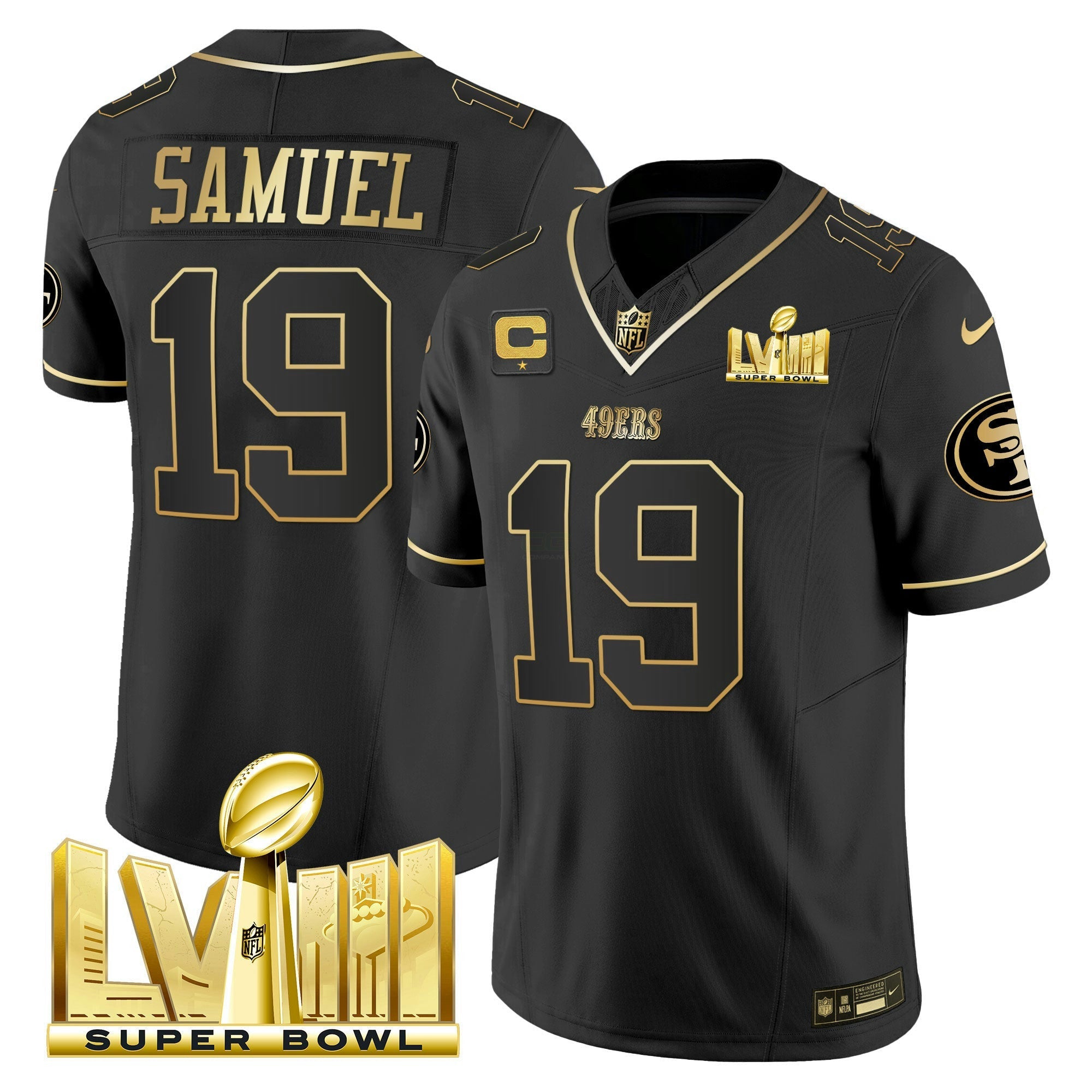 Camisa NFL Men’s Super Bowl LVIII Dourada Patch Vapor Jersey V2