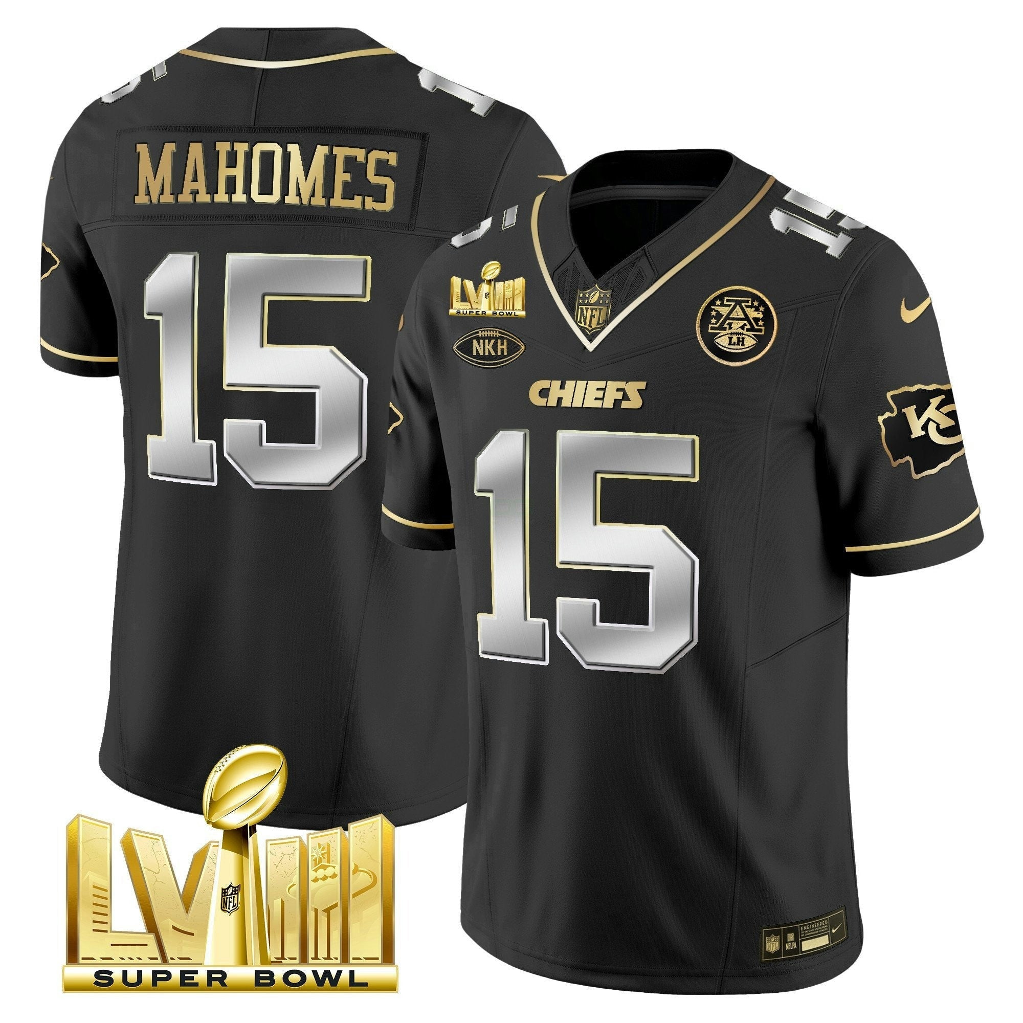Camisa NFL Men’s Super Bowl LVIII Dourada Patch Vapor Jersey V2