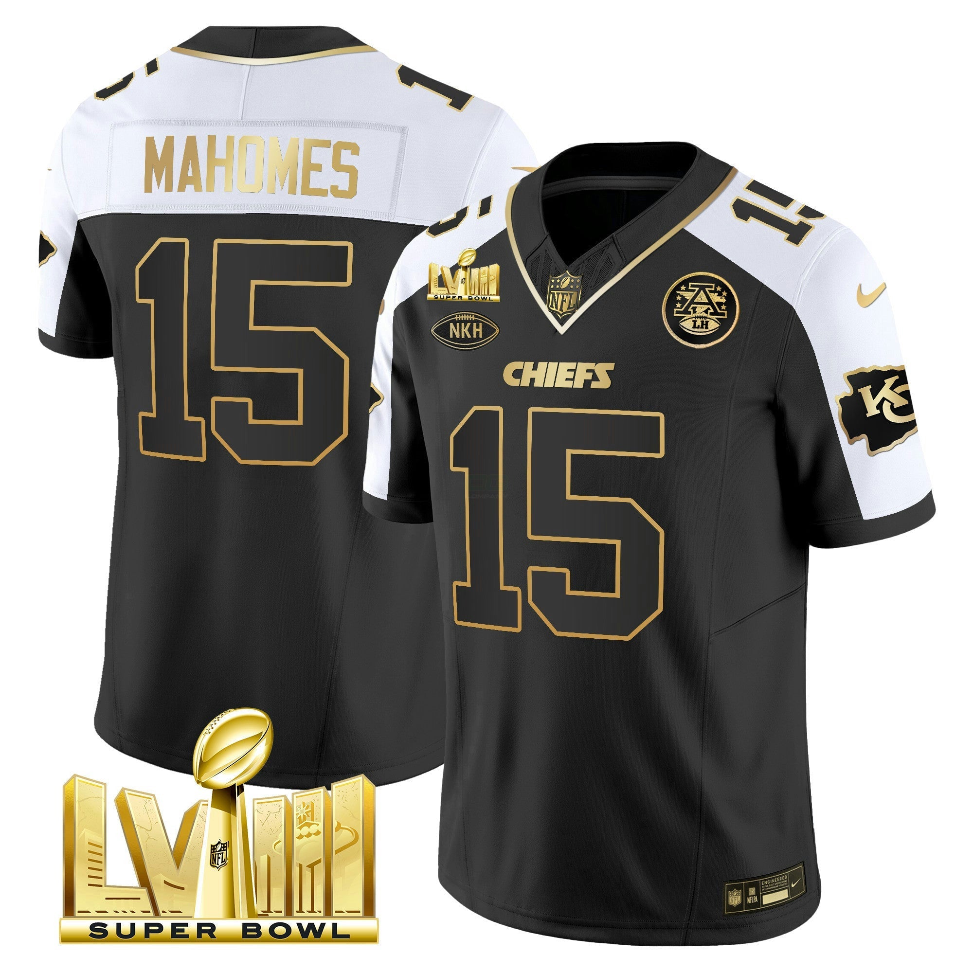 Camisa NFL Men’s Super Bowl LVIII Dourada Patch Vapor Jersey V3